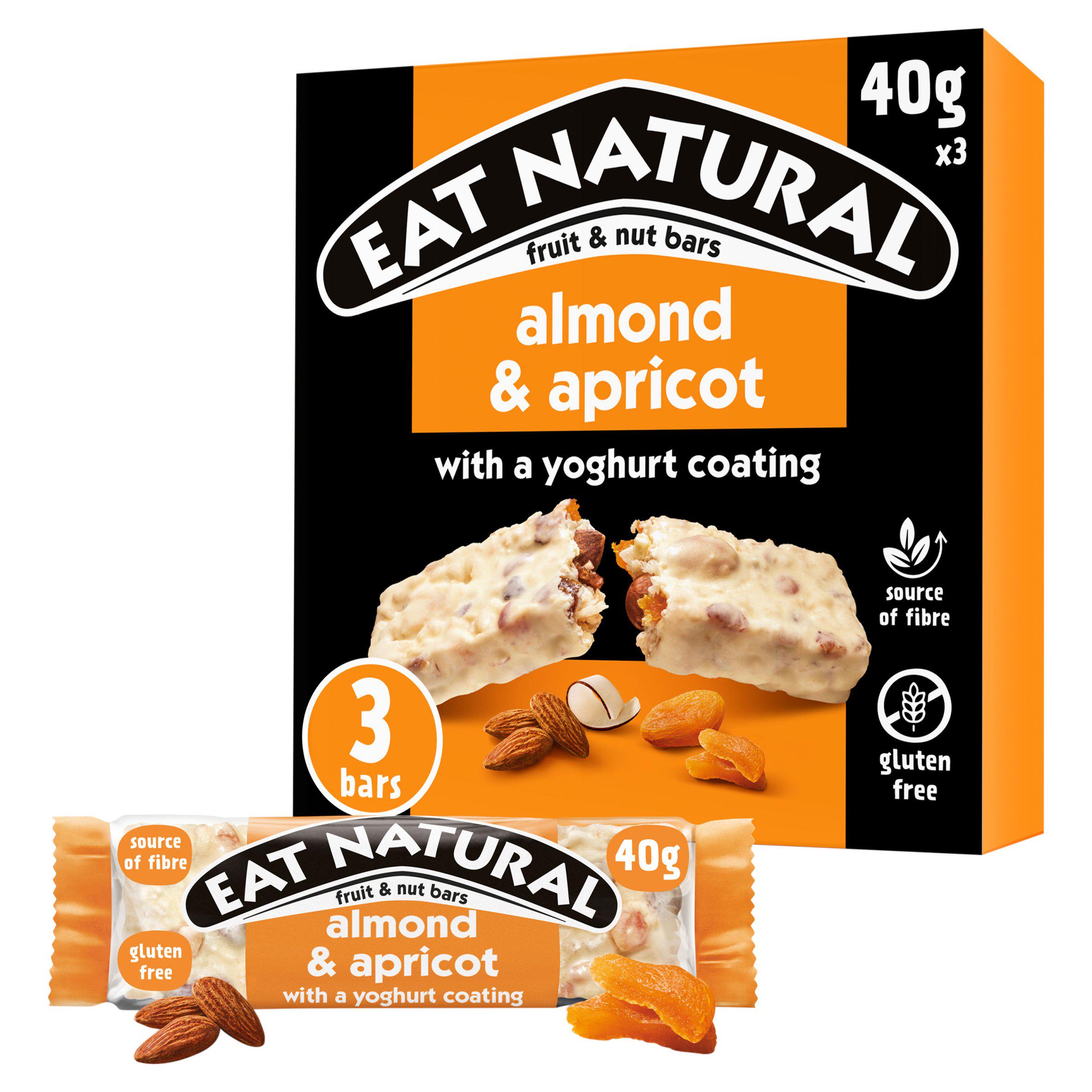 Eat Natural Almond Apricot with a Yoghurt Coating Fruit & Nut Cereal Bars 3x40g