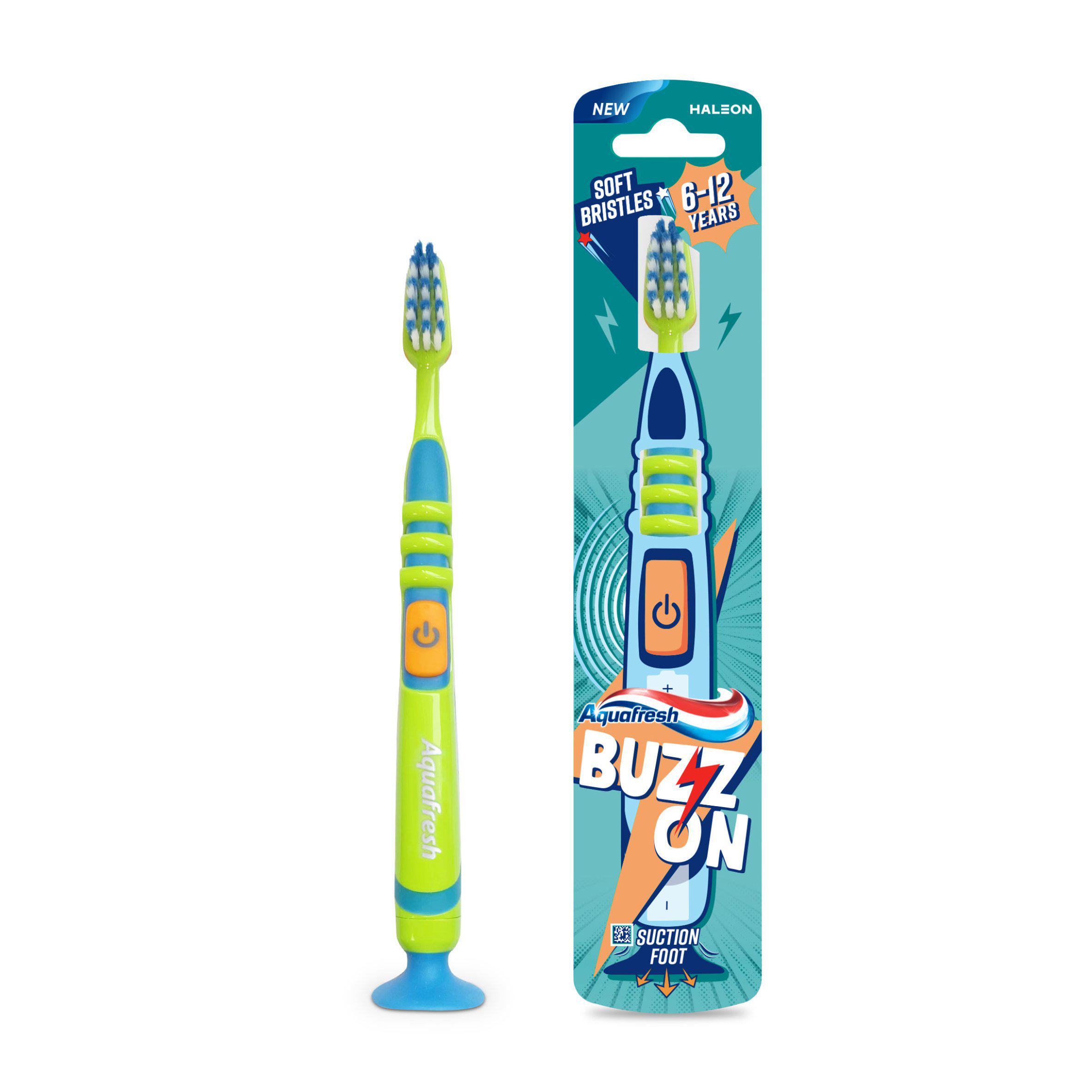 Aquafresh Kids Toothbrush Buzz On Battery Powered Ages 6-12 Years