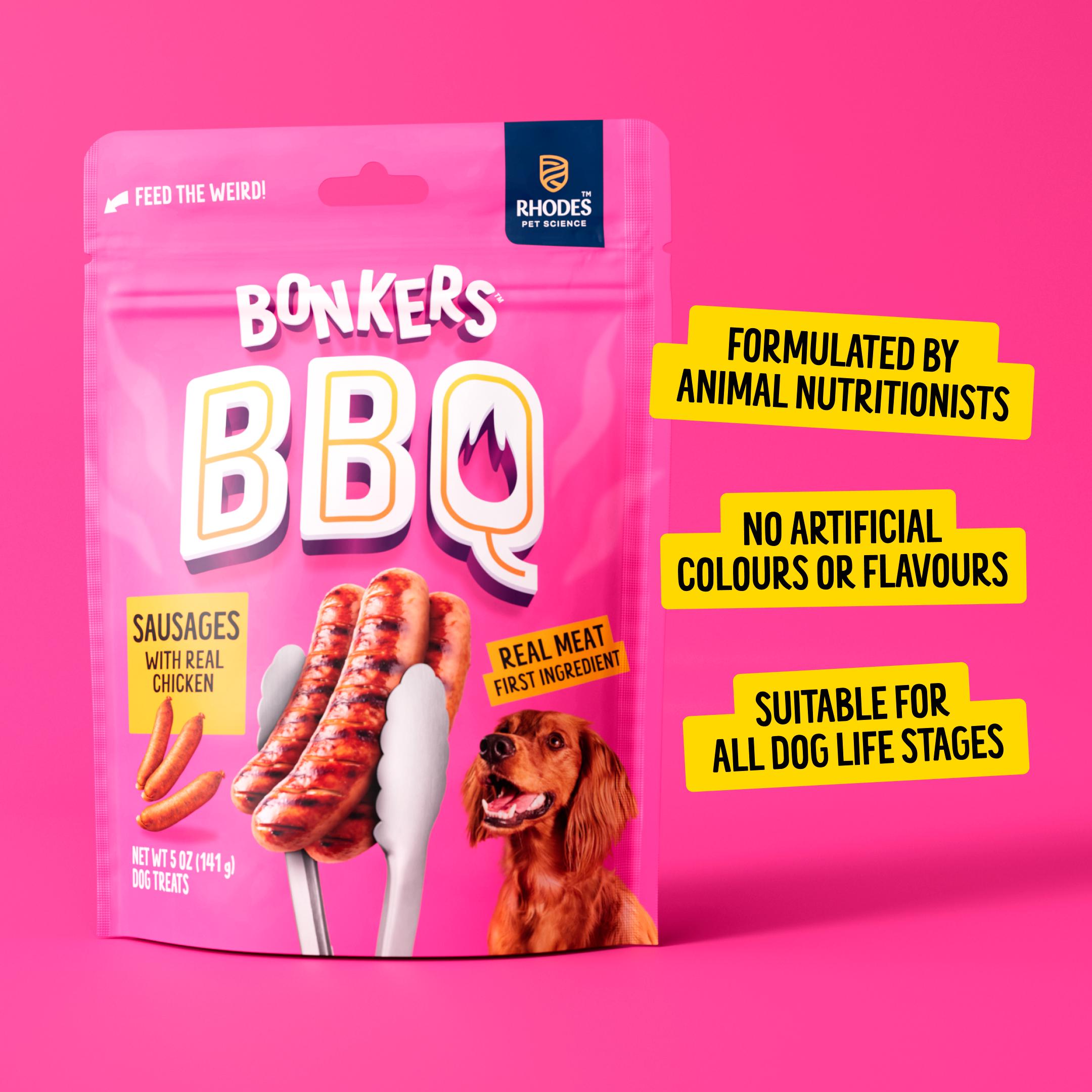 Bonkers BBQ Soft & Chewy Chicken Sausage Flavored Dog Treats Bag 85g thumbnail 5
