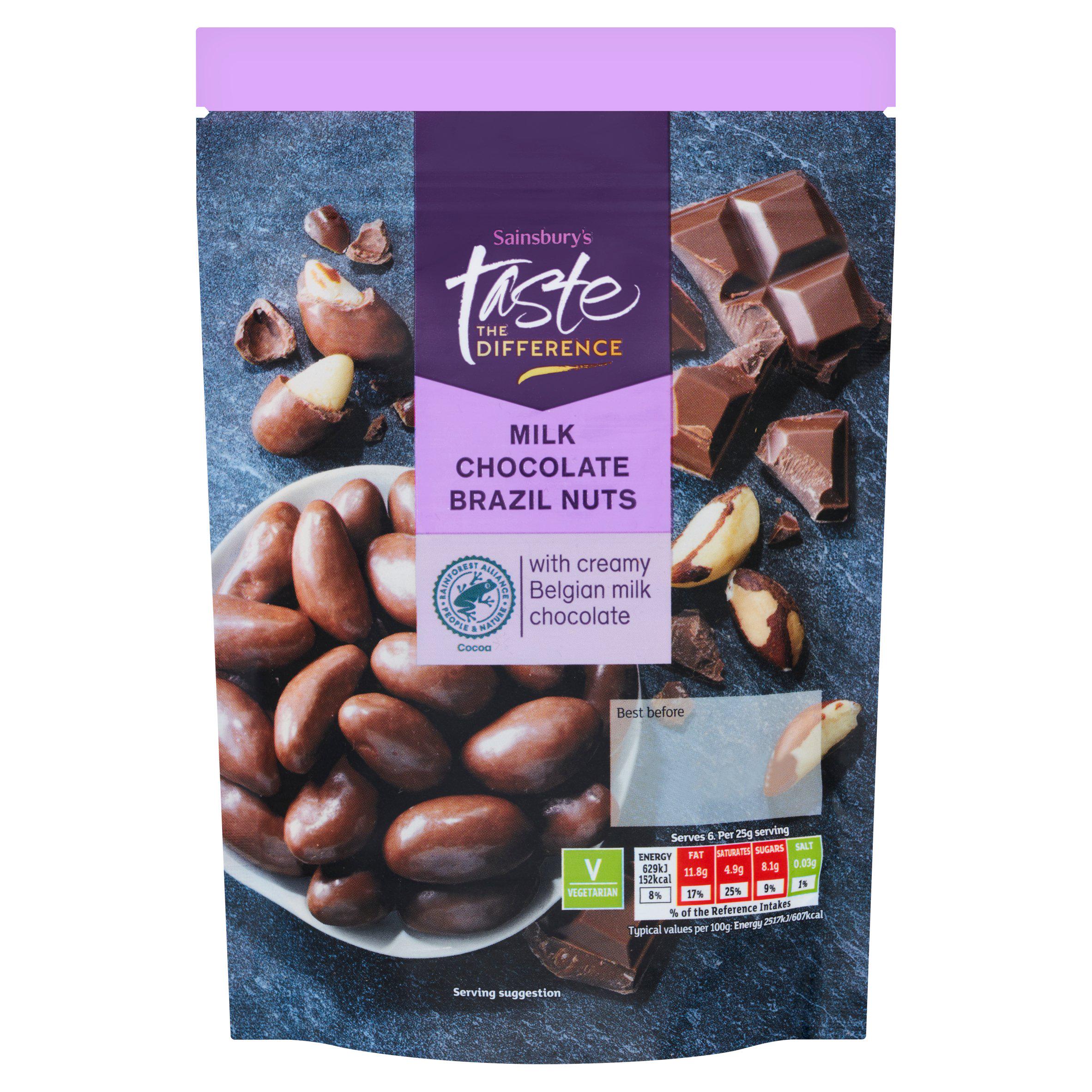 Sainsbury's Milk Chocolate Brazil Nuts, Taste the Difference 150g