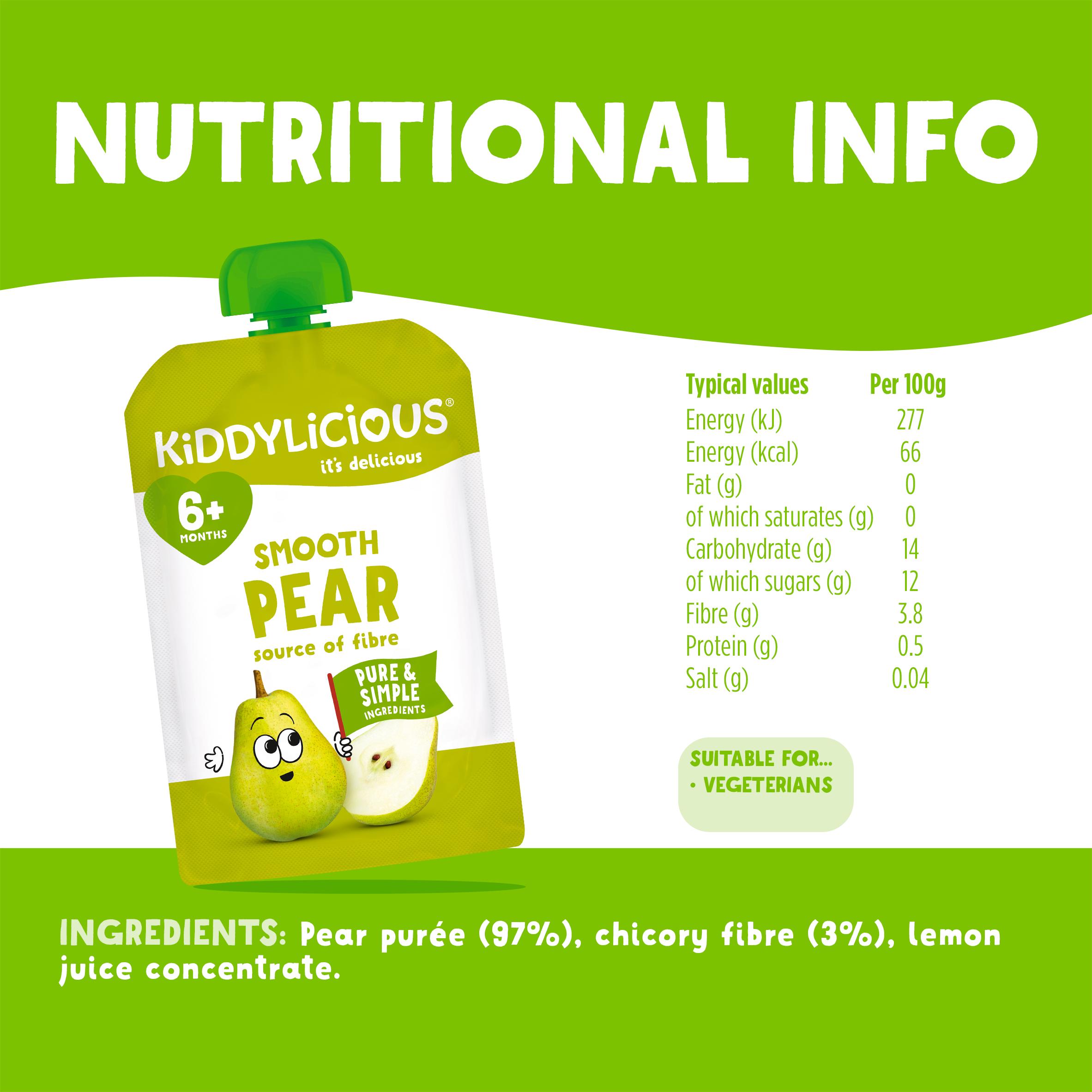 Kiddylicious Smooth Pear Pouch Baby Food 100g thumbnail 3