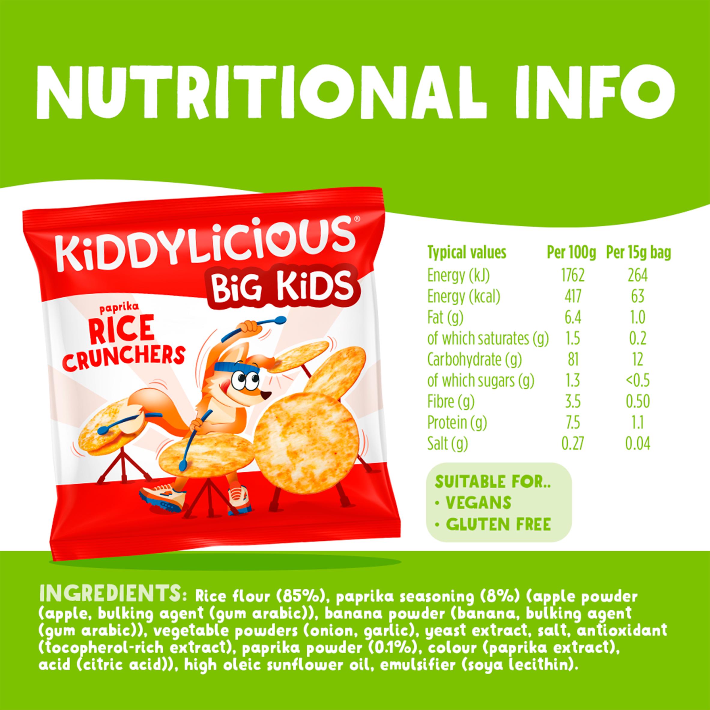 Kiddylicious Paprika Rice Crunchers Kids Snacks 4x15g thumbnail 3