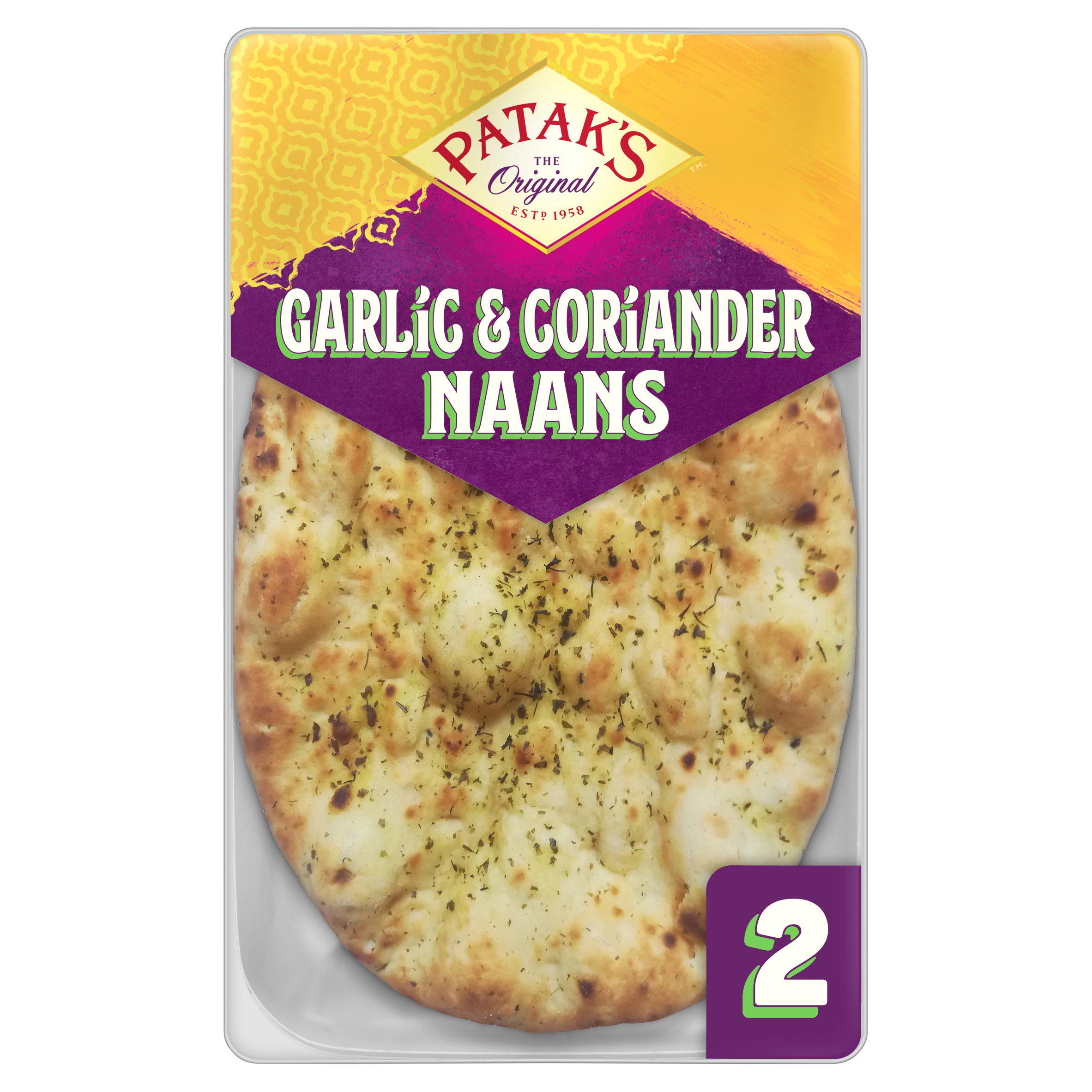 Patak's Garlic & Coriander Naan Breads x2