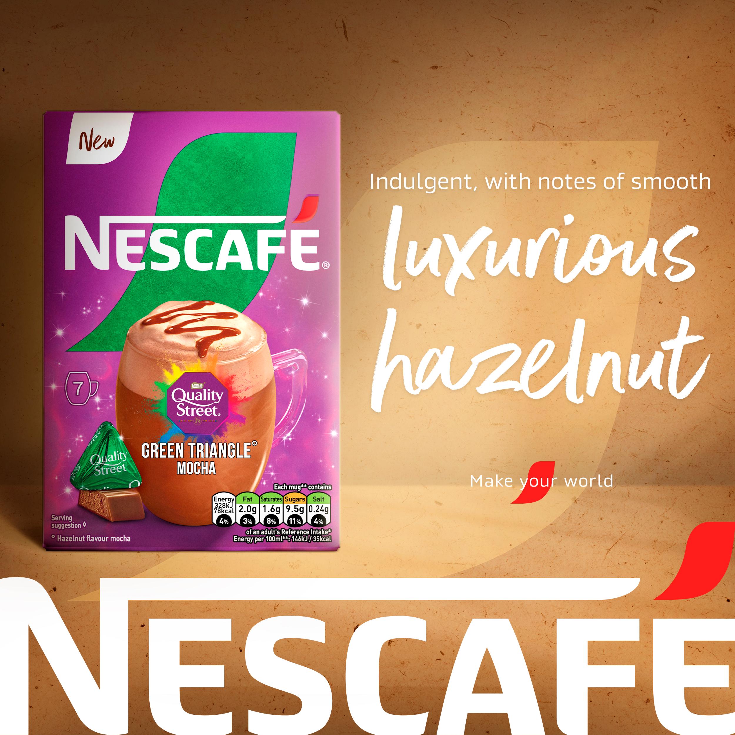 Nescafé 7 x 19g Hazelnut Flavour Green Triangle Quality Street Mocha Sachets thumbnail 2
