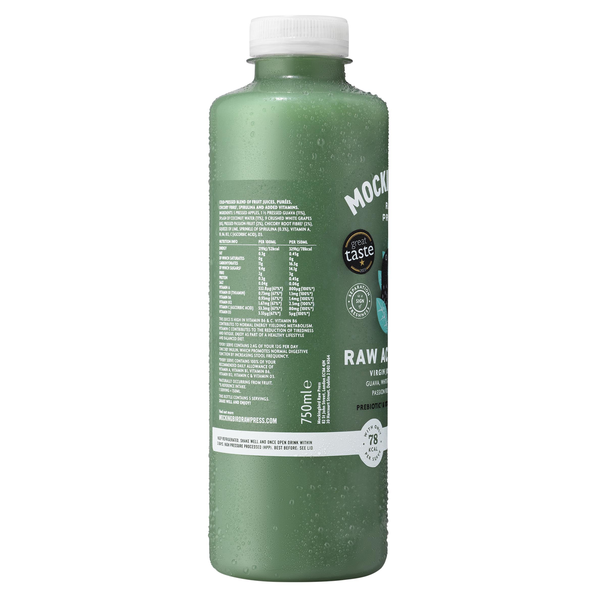Mockingbird Raw Press 750ml Raw Activate, Coconut Water, White Grape, Passion Fruit with Vitamins Blend thumbnail 2