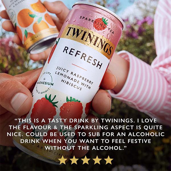 Twinings Sparkling Tea Refresh Juicy Raspberry Lemonade with Hibiscus 4 x 250ml thumbnail 5