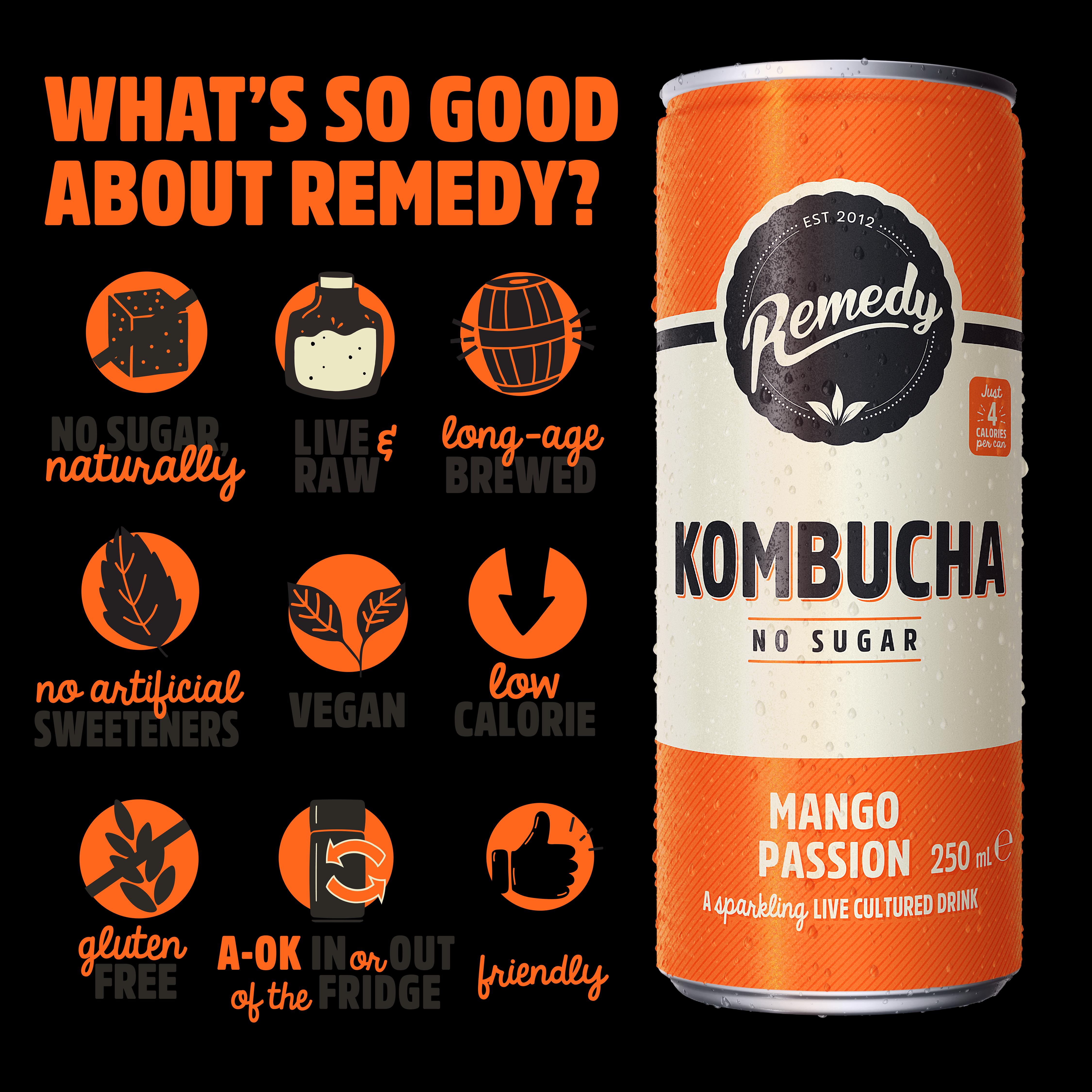 Remedy Kombucha Mango Passion 4x300ml thumbnail 2