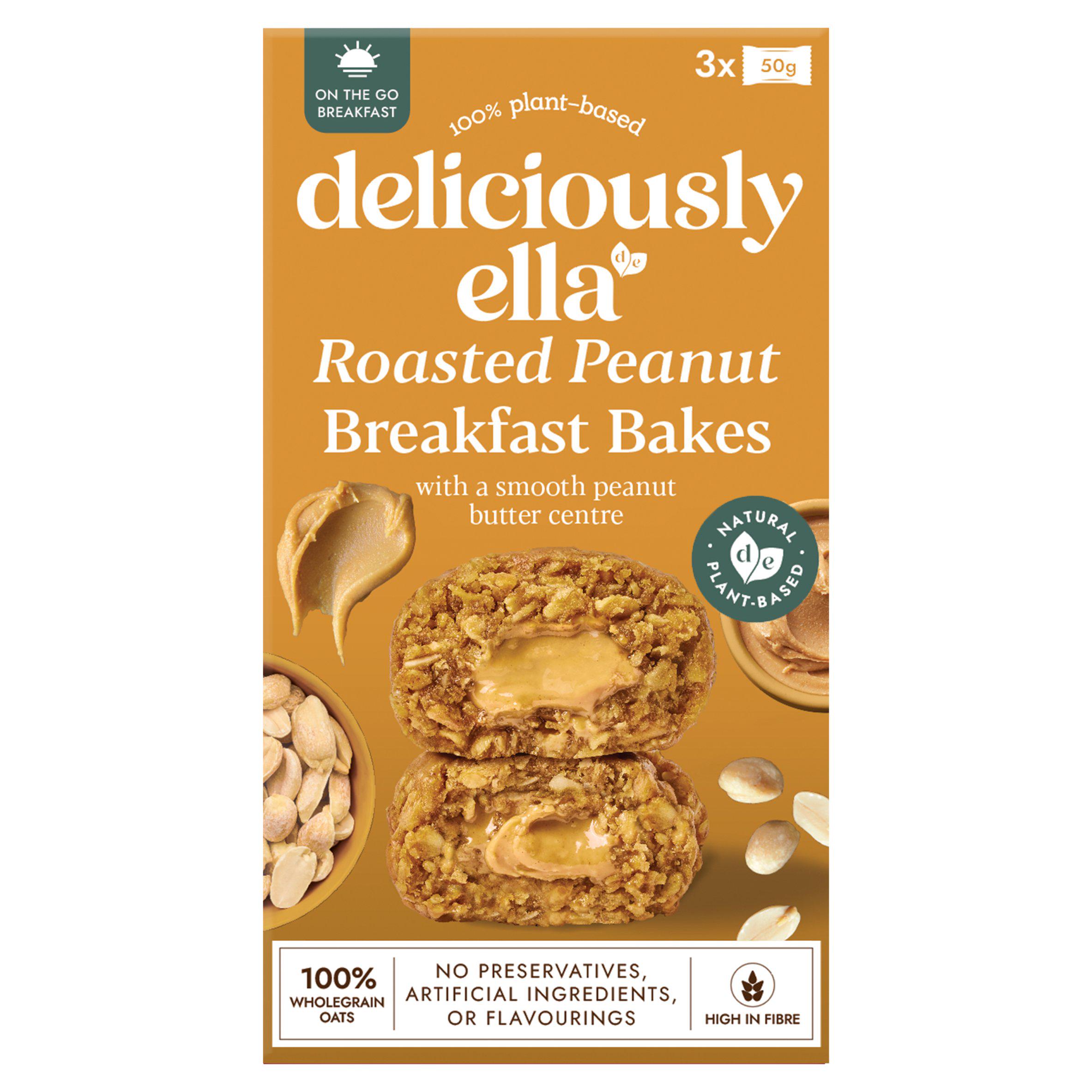 Deliciously Ella 3 x 50g Peanut Butter On the Go Multipack Breakfast Bakes