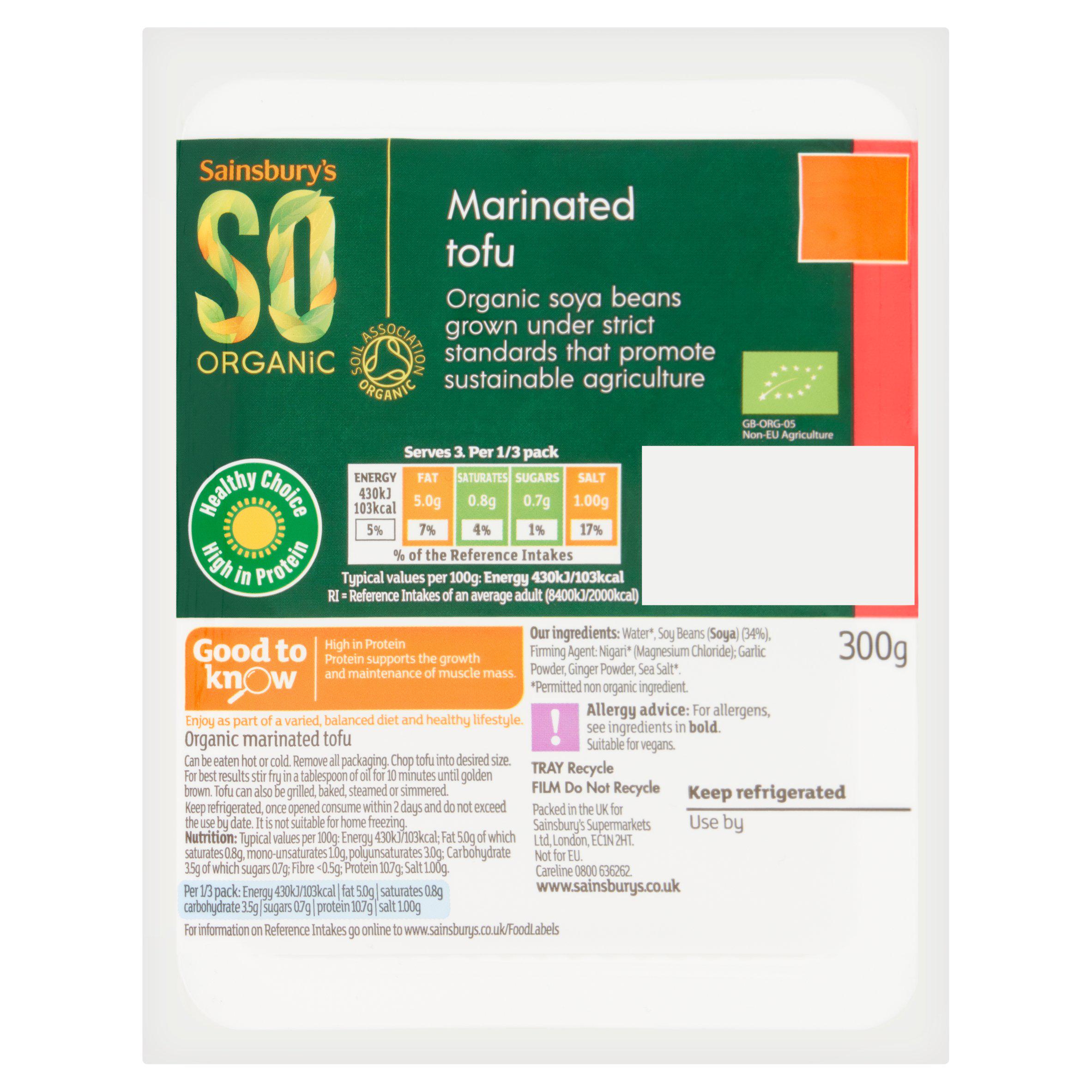 Sainsbury's Marinated Tofu, SO Organic 300g