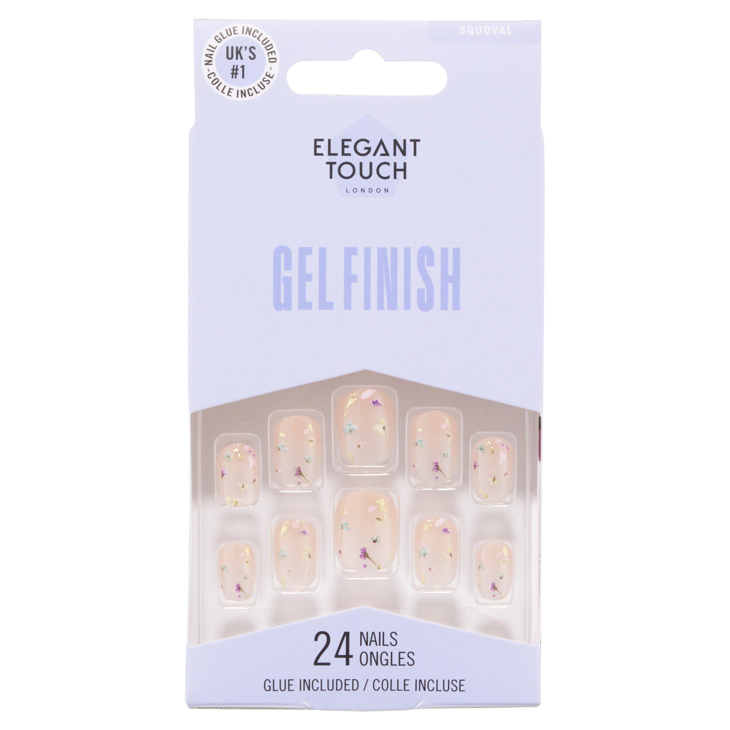 Elegant Touch Squoval Encased Gel Finish Nails x24