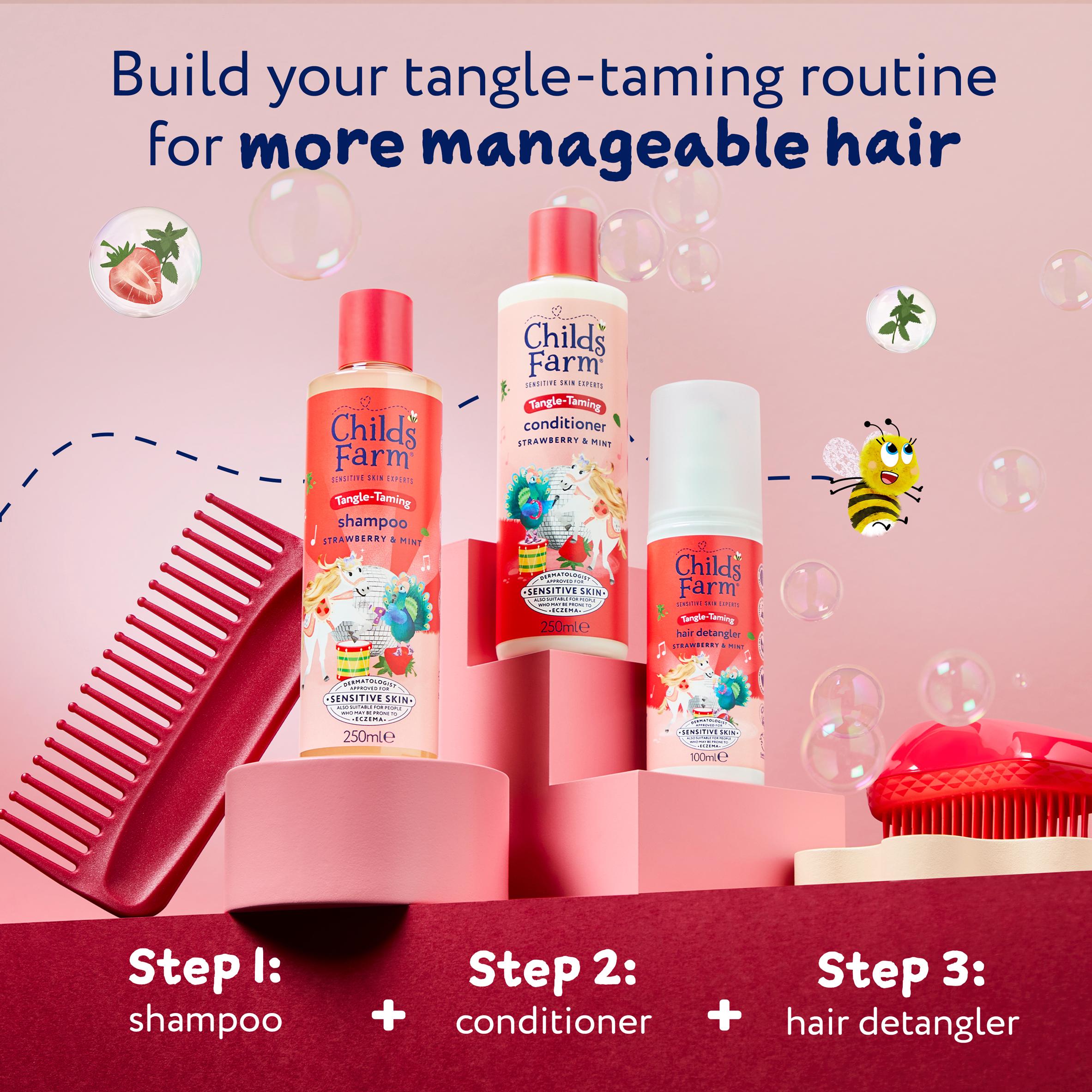 Childs Farm Tangle Taming Conditioner Strawberry & Mint Kids Tear Free Formula 250ml thumbnail 6