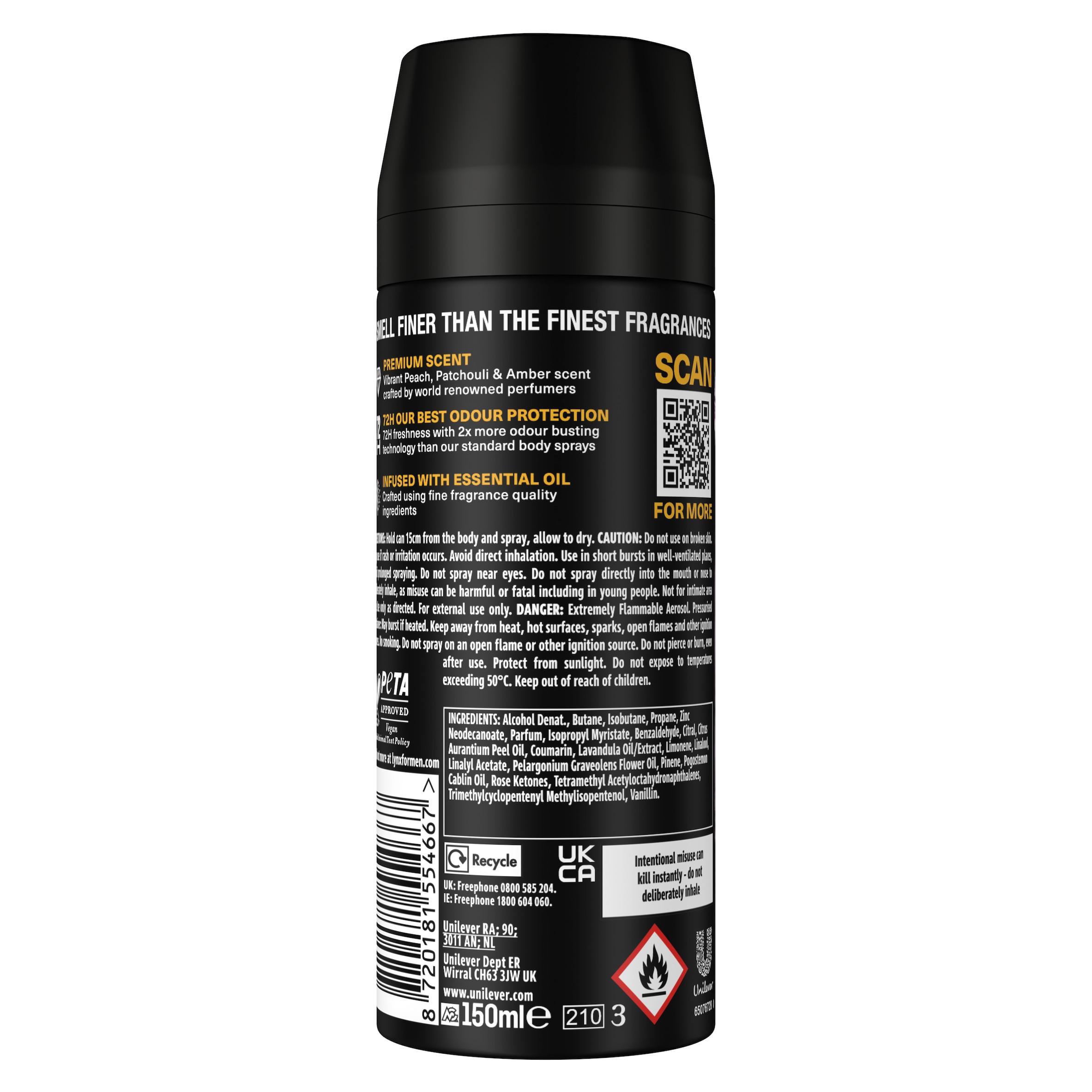 Lynx Peach Infusion 72h Fine Fragrance Deodorant Body Spray for Men 150ml thumbnail 6