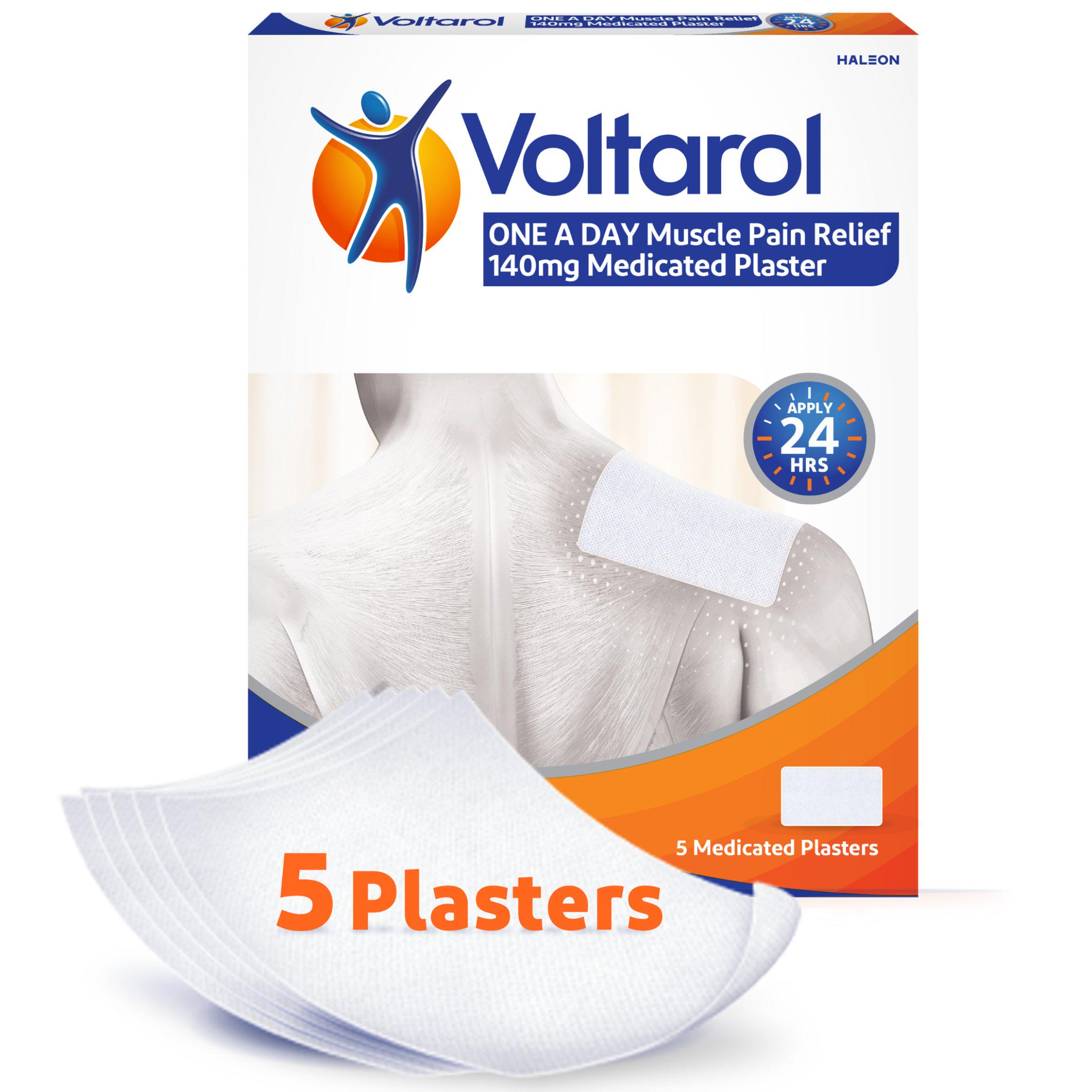 Voltarol 2 x Muscle Pain Relief One a Day Medicated Plaster Patches