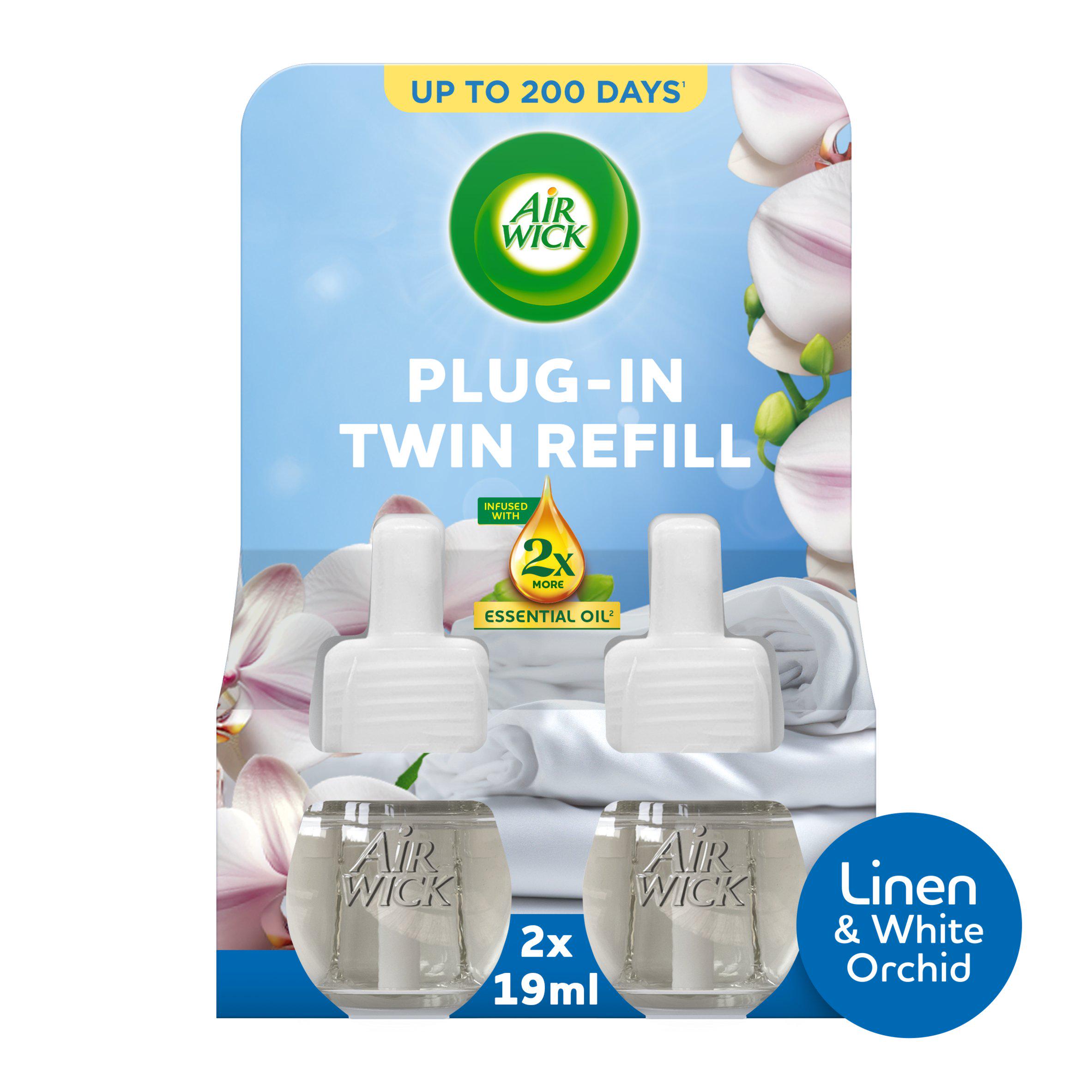 Air Wick Linen & White Orchid Plug In Twin Refill Air Freshener Lasts Upto 100 Days Refill 19ml