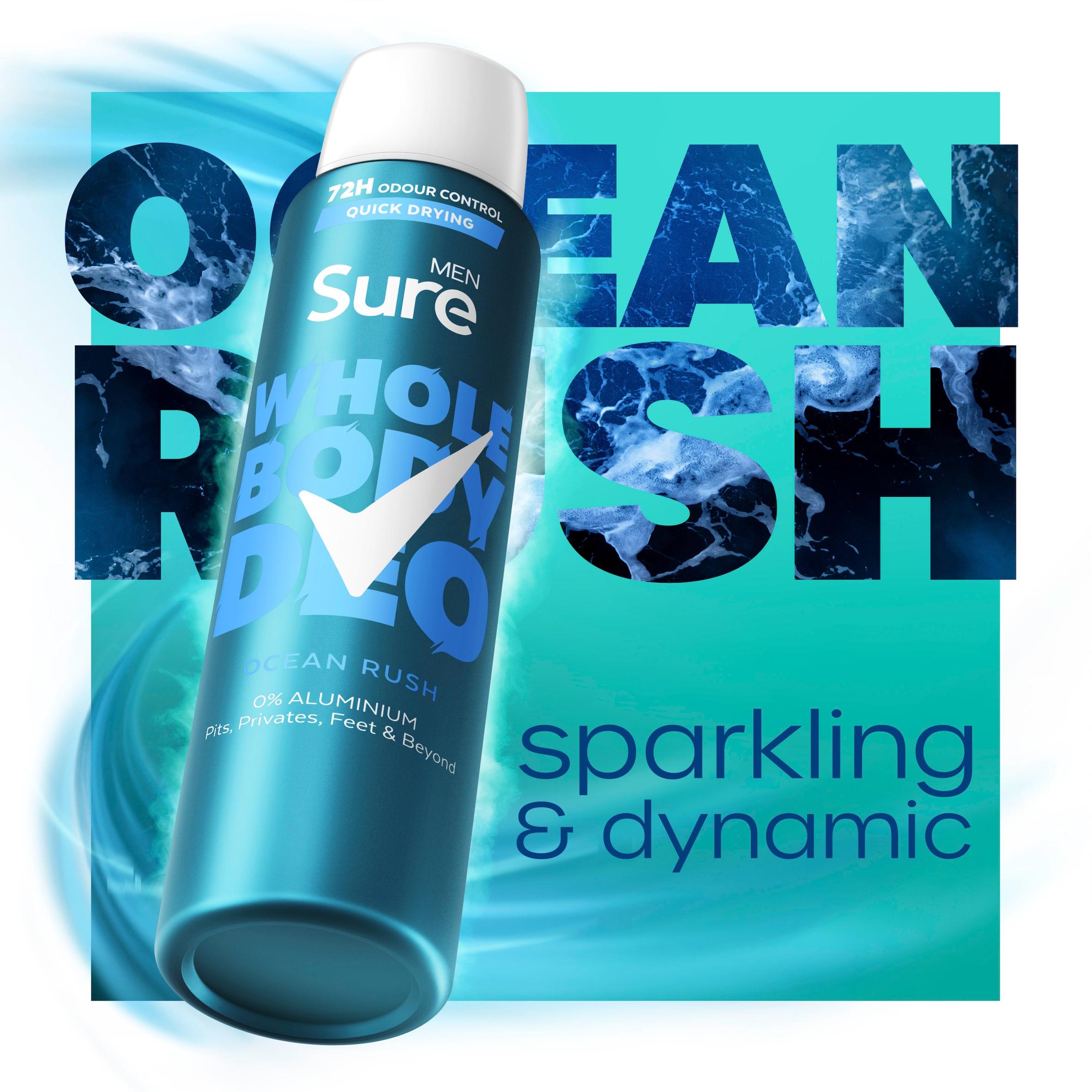 Sure Men Ocean Rush Whole Body Deodorant Spray 72h Odour Control 150ml thumbnail 2