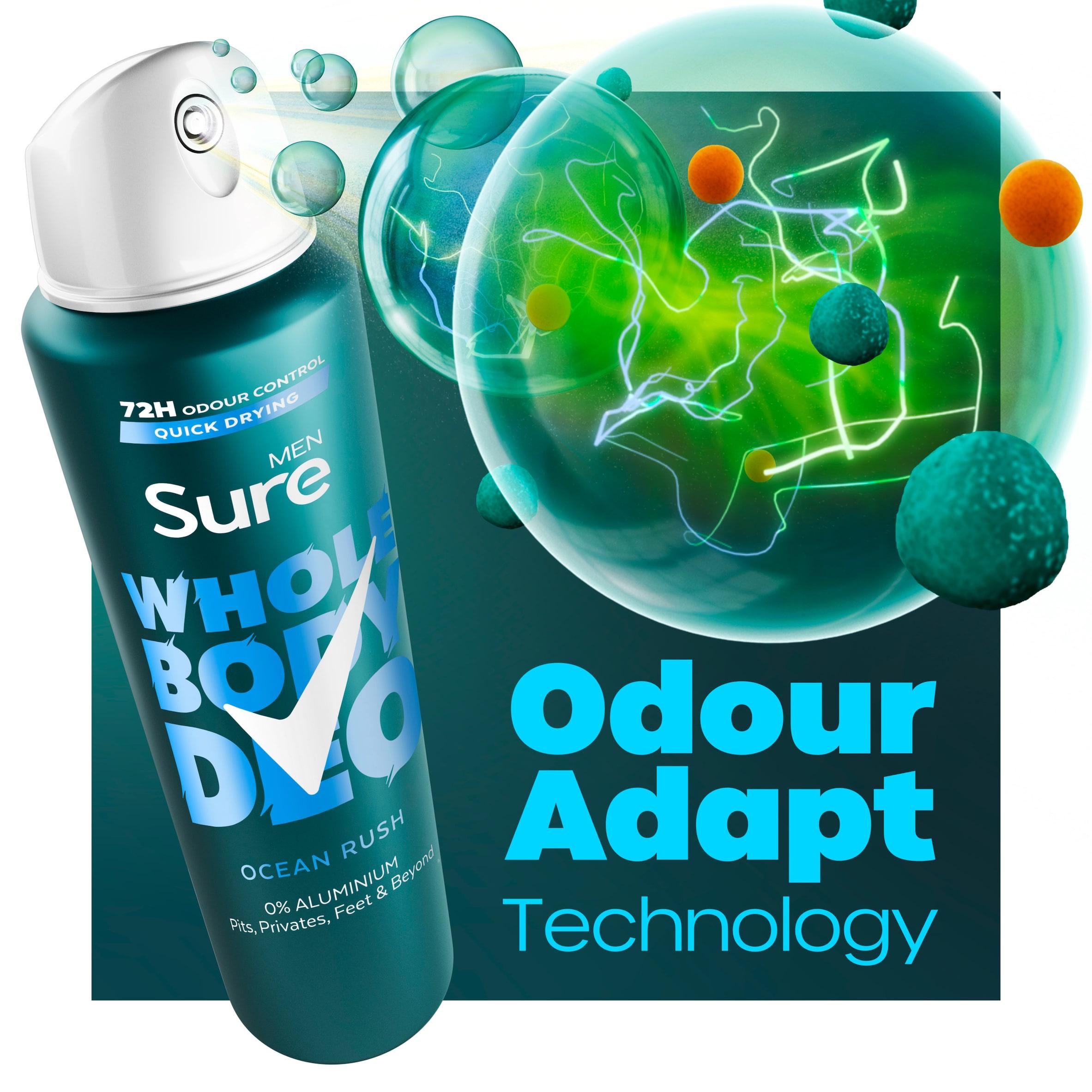 Sure Men Ocean Rush Whole Body Deodorant Spray 72h Odour Control 150ml thumbnail 3