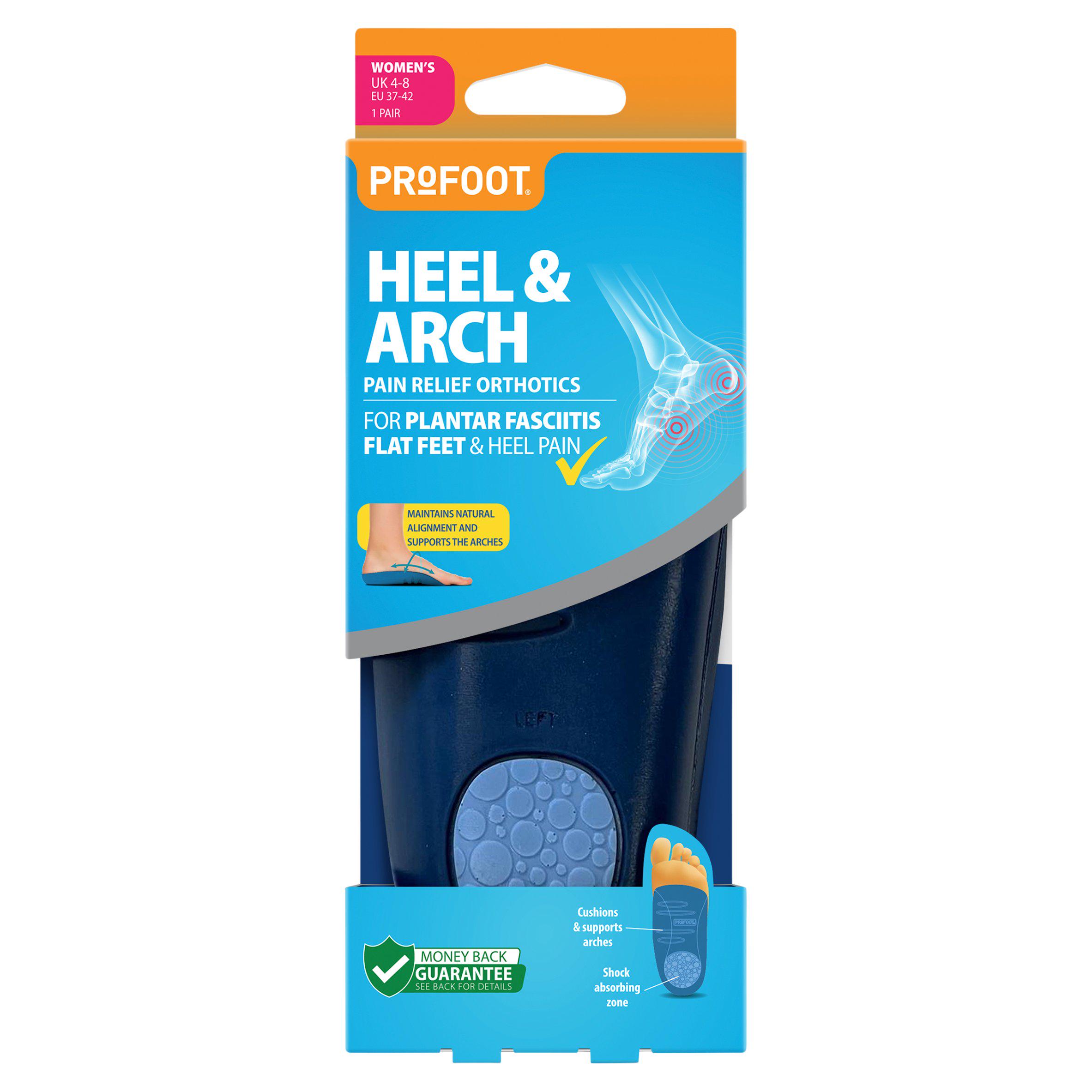 PROFOOT HEEL & ARCH PAIN RELIEF ORTHOTICS WOMENS 1 PAIR