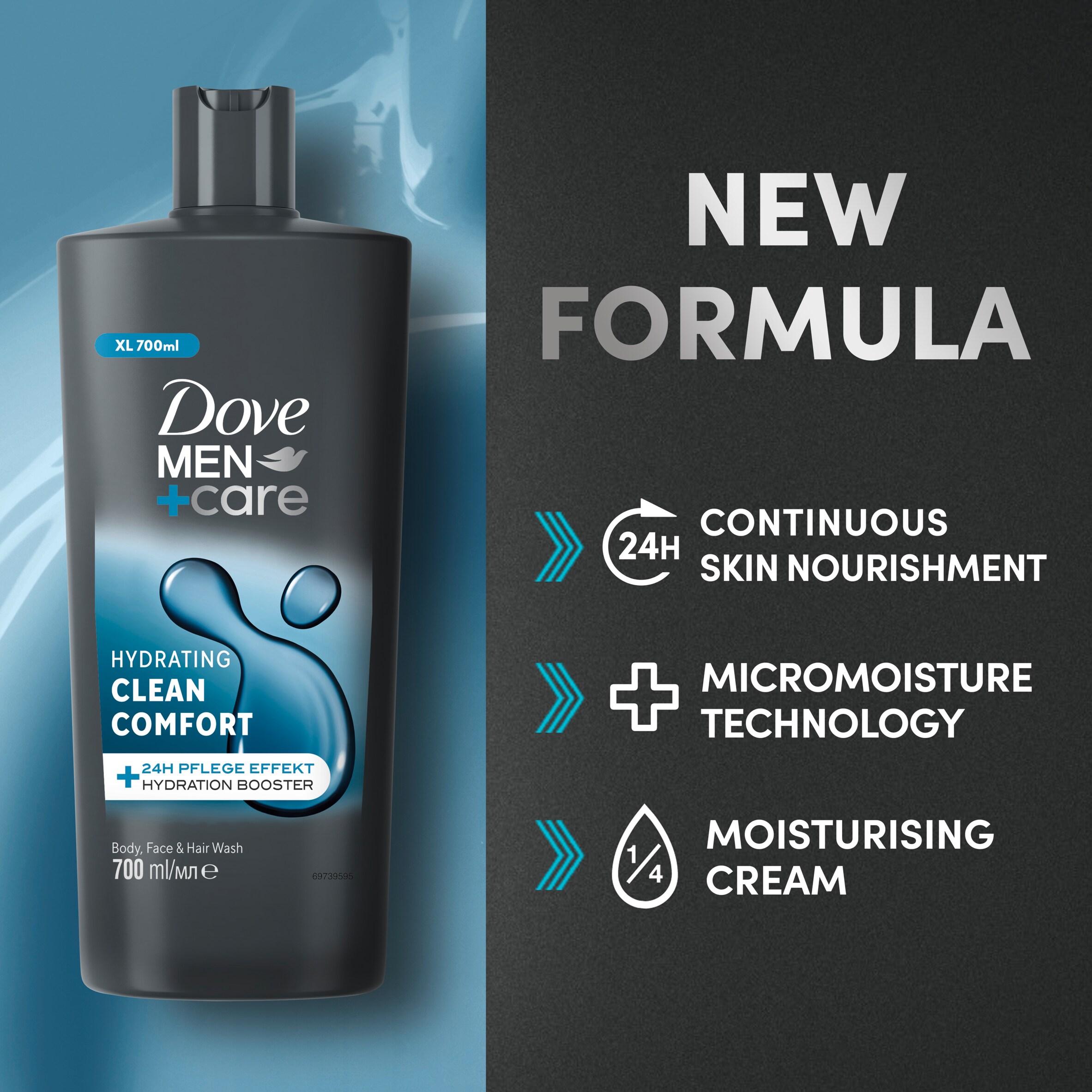 Dove Men+Care 700ml Hydrating Clean Comfort 3 in 1 Hair, Face & Body Wash thumbnail 2