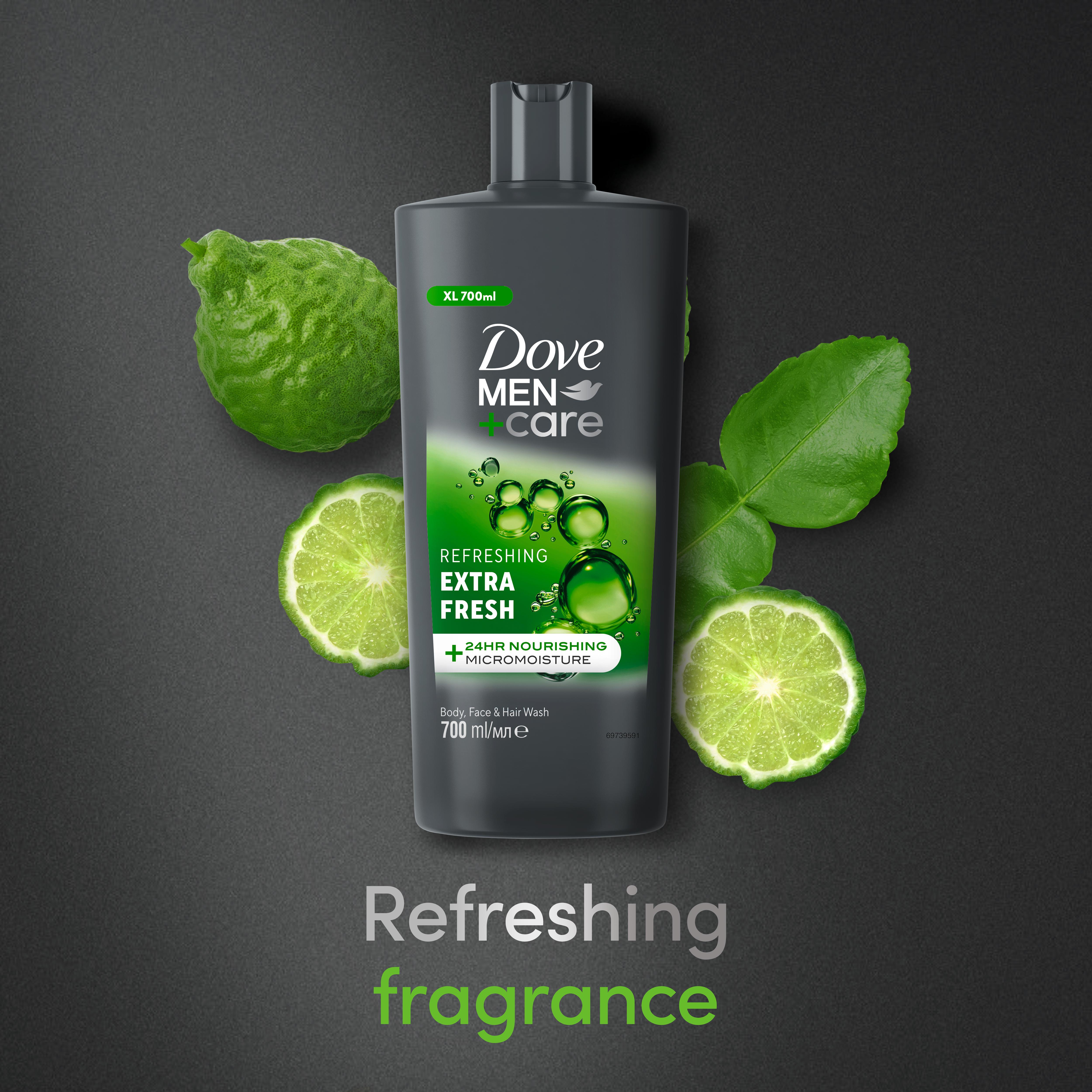 Dove Men+Care 700ml Refreshing Extra Fresh 3 in 1 Hair, Face & Body Wash thumbnail 3