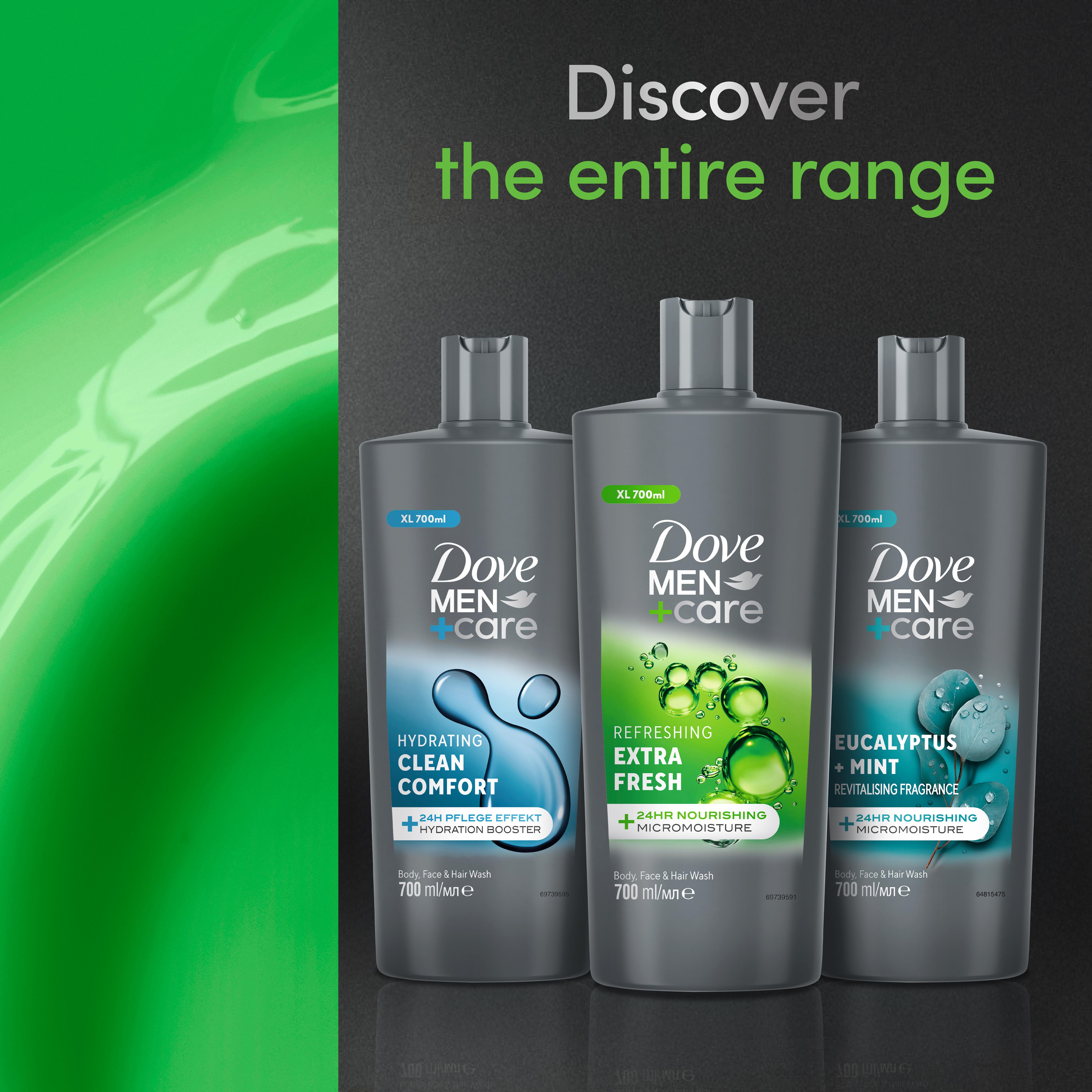 Dove Men+Care 700ml Refreshing Extra Fresh 3 in 1 Hair, Face & Body Wash thumbnail 5