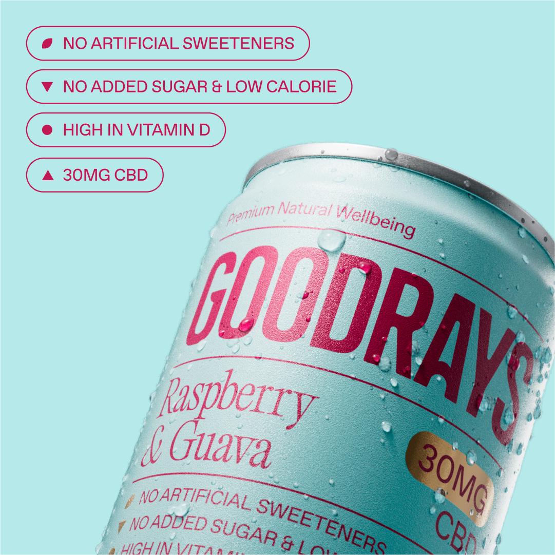 Goodrays Natural CBD Drink Raspberry & Guava 4 x 250ml thumbnail 2
