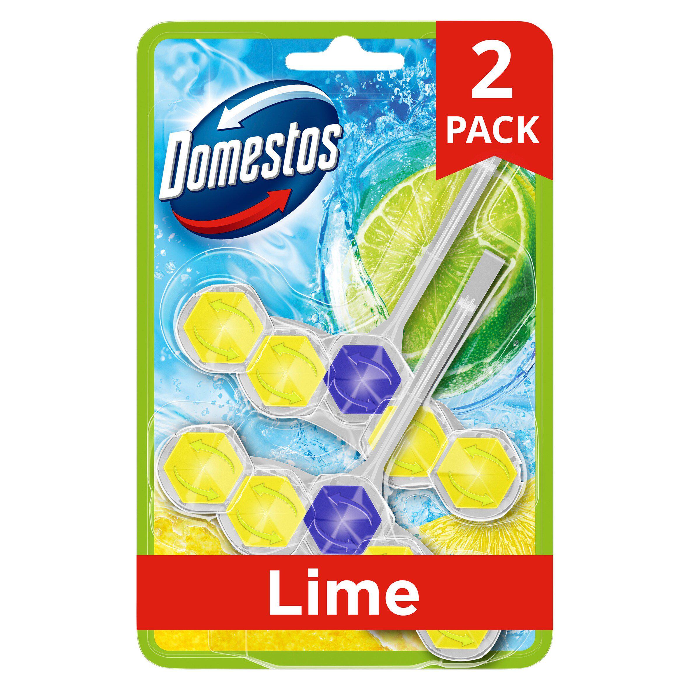 Domestos Power 5 Lime Toilet Rim Block Duo Pack