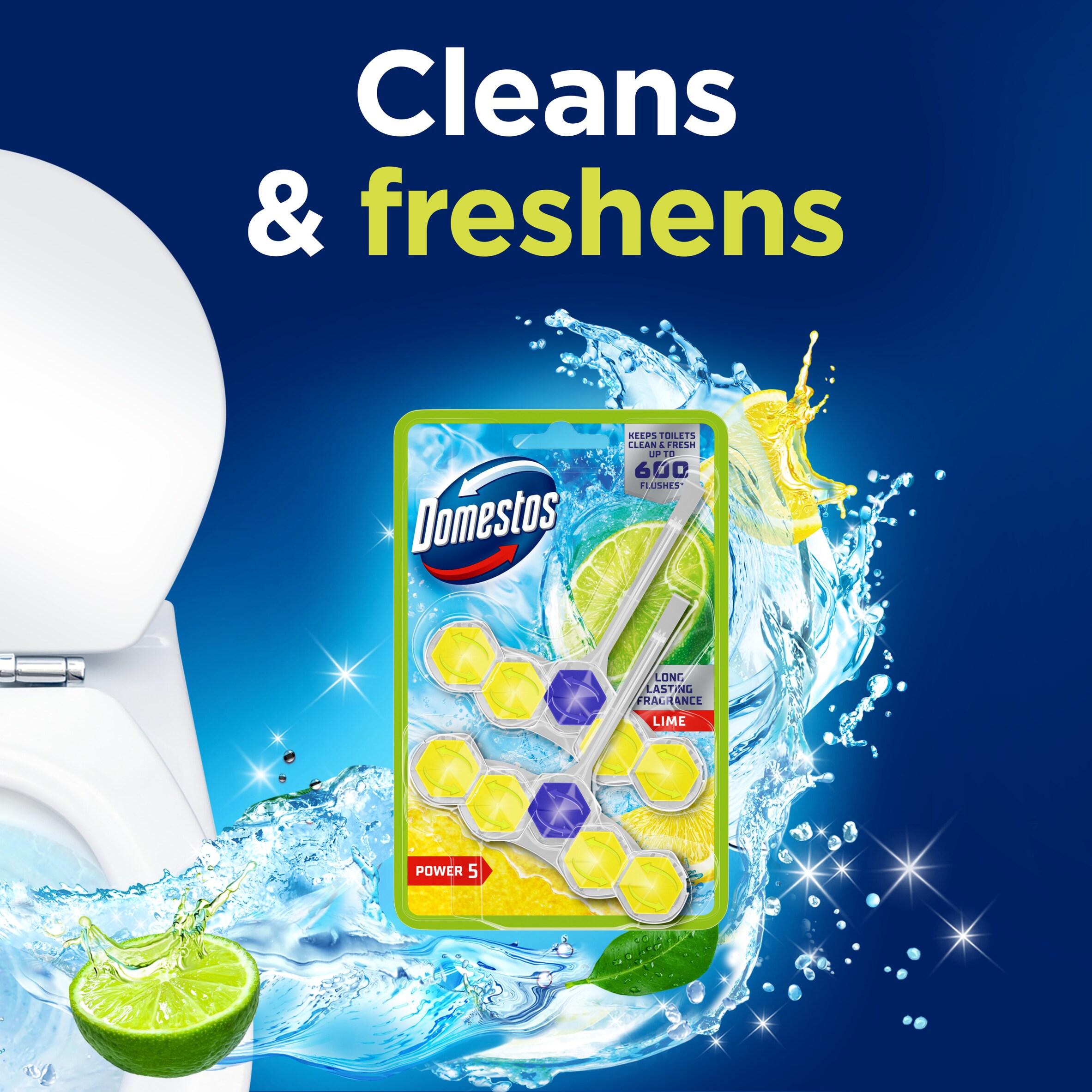 Domestos Power 5 Toilet Rim Blocks Lime x2 50g thumbnail 2