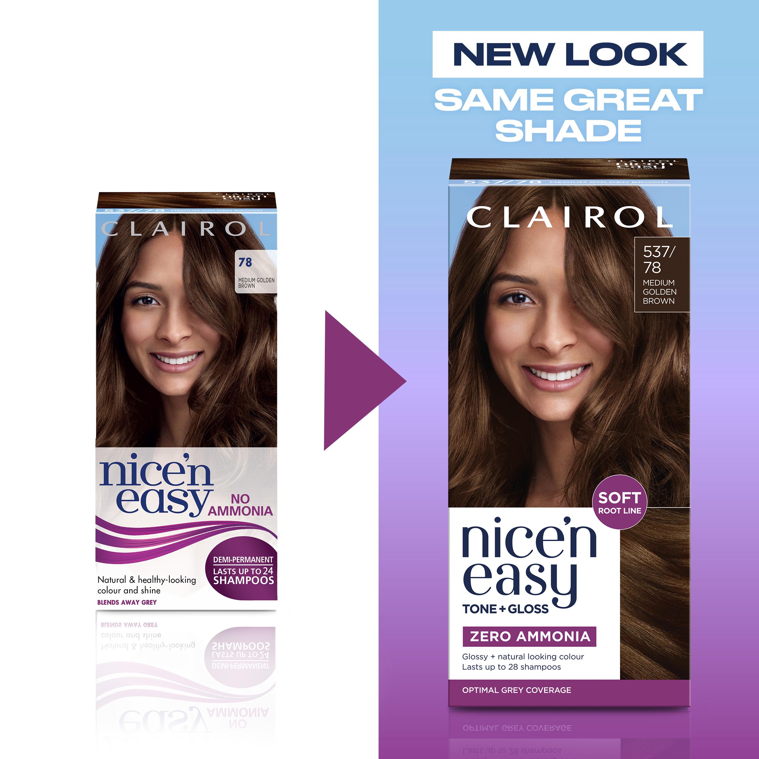 Clairol Nice'N Easy Tone+Gloss Medium Golden Brown 537/78 Semi Permanent Hair Dye thumbnail 2