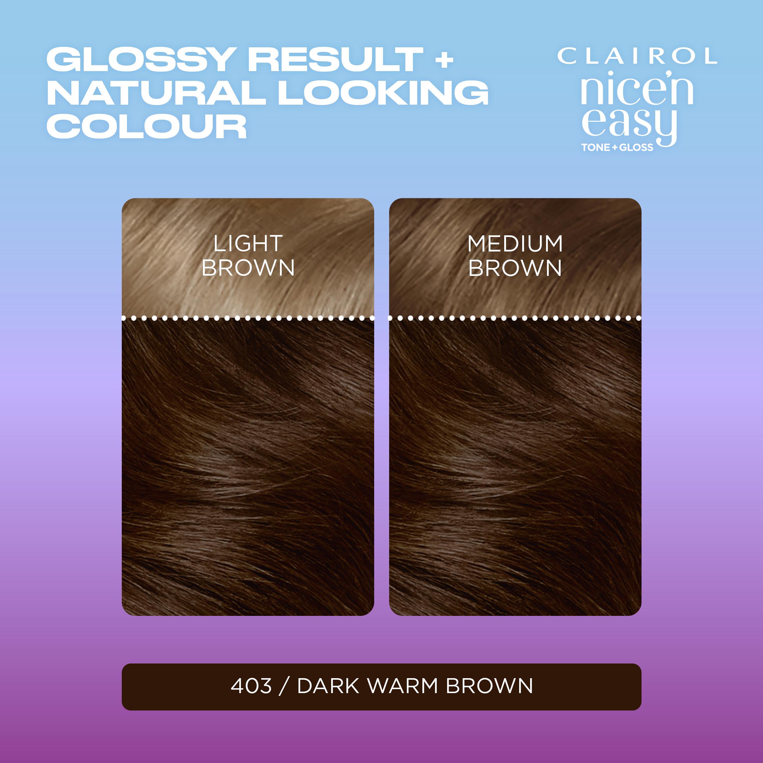 Clairol Nice'N Easy Tone+Gloss Dark Warm Brown 403/82 Semi Permanent Hair Dye thumbnail 3