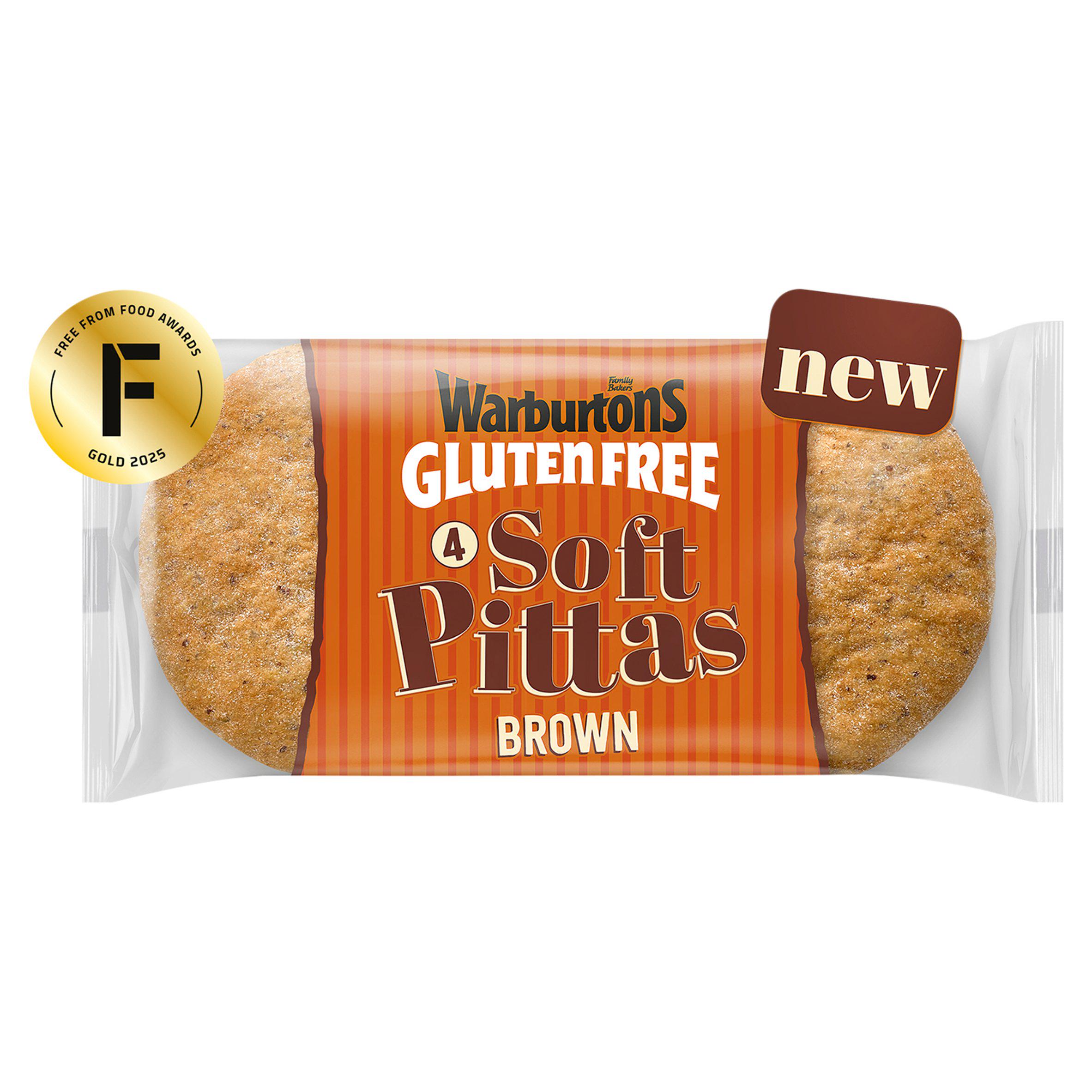 Warburtons Gluten Free Brown Soft Pittas x4
