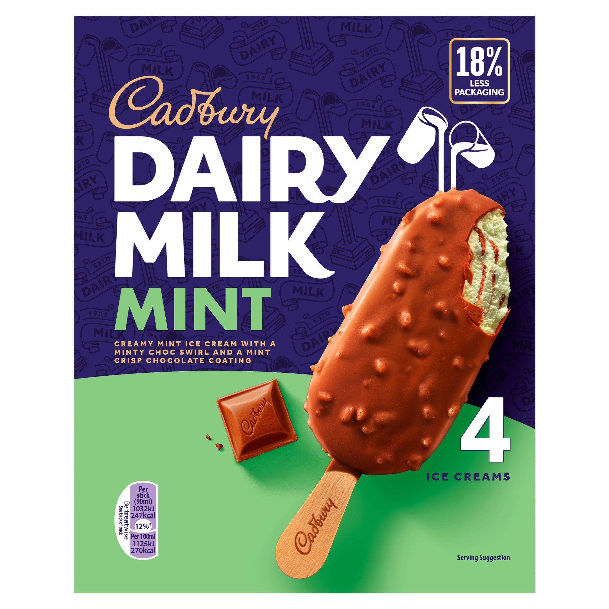 Cadbury Mint Ice Cream Sticks 4x90ml