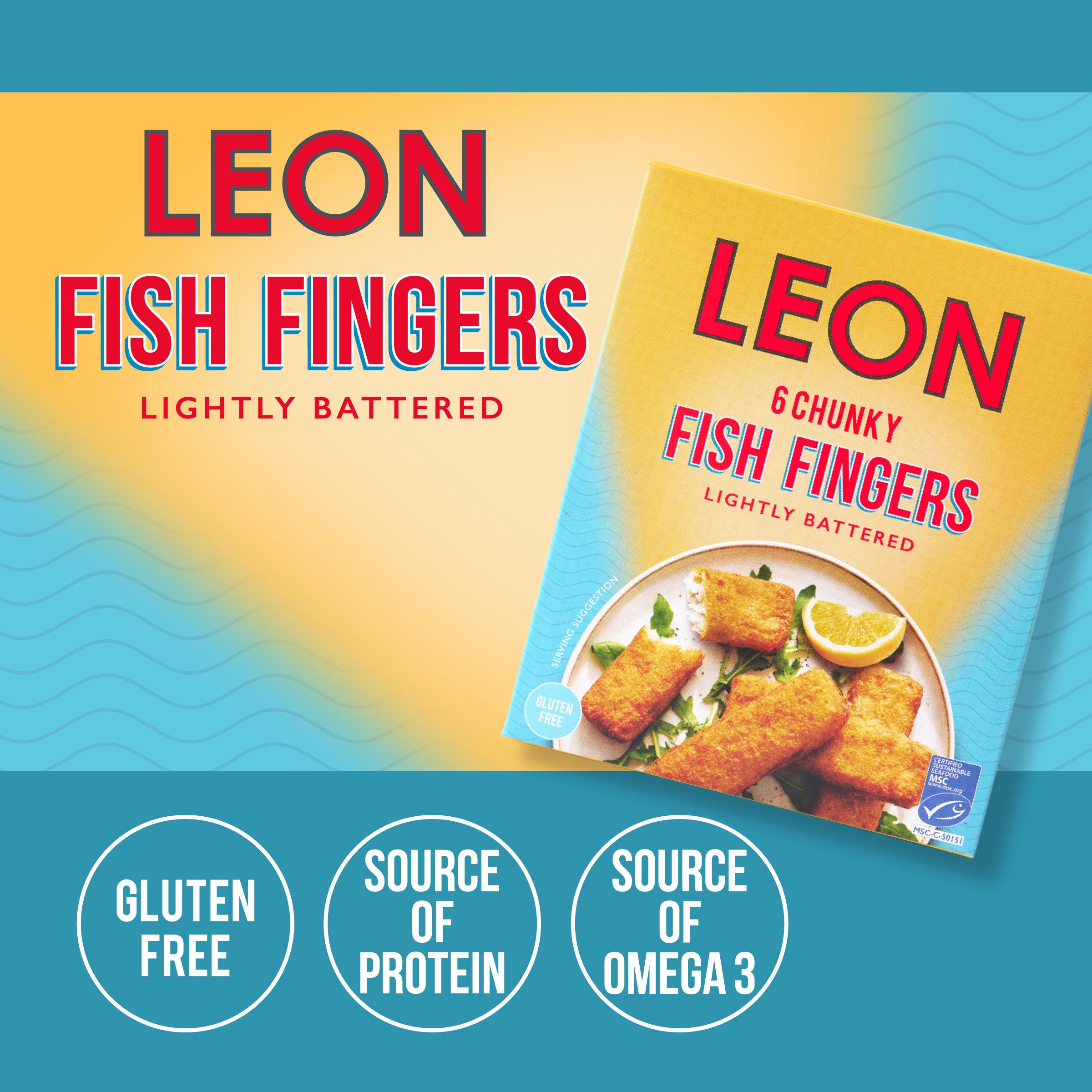 LEON Chunky Fish Fingers Lightly Battered x6 390g thumbnail 2