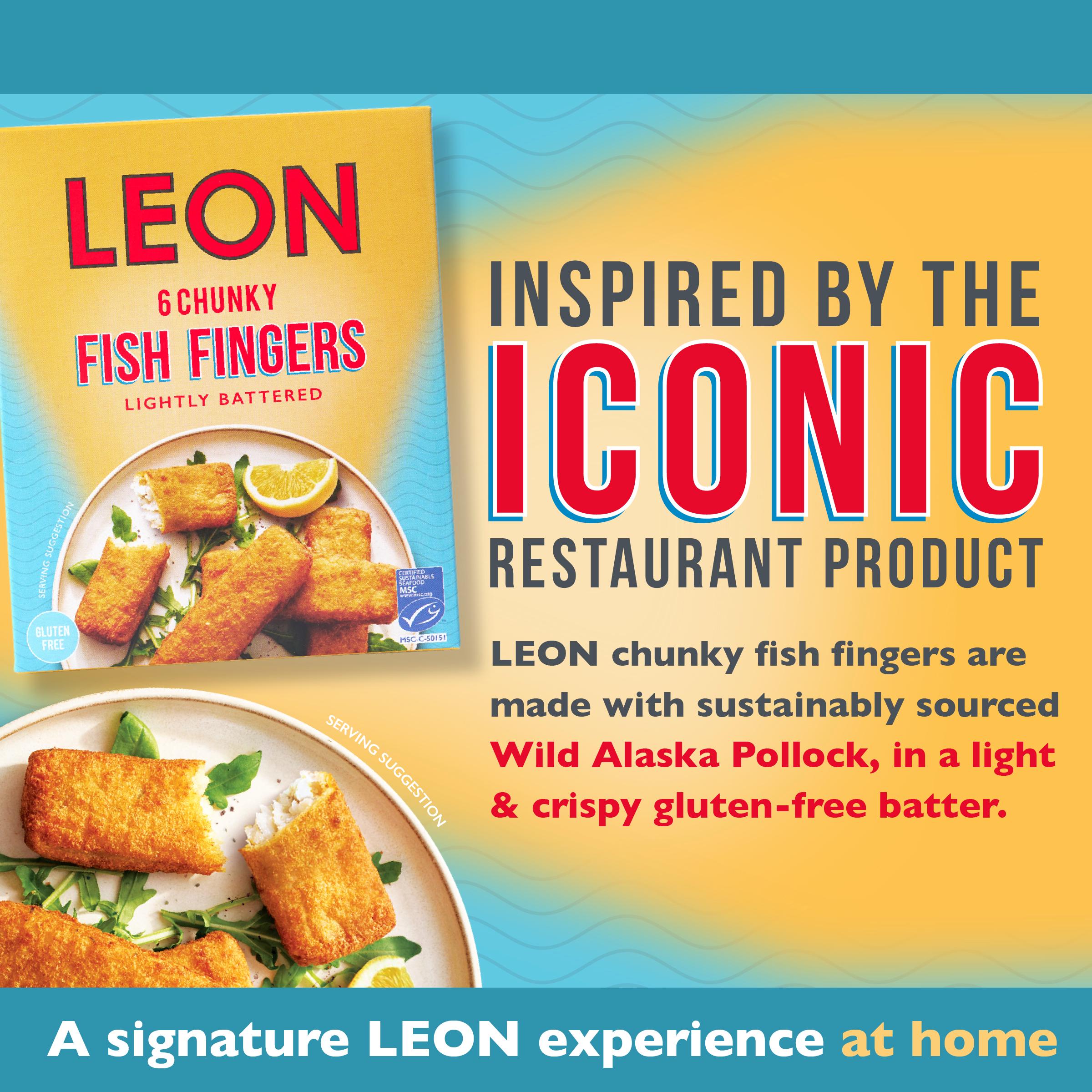LEON Chunky Fish Fingers Lightly Battered x6 390g thumbnail 3