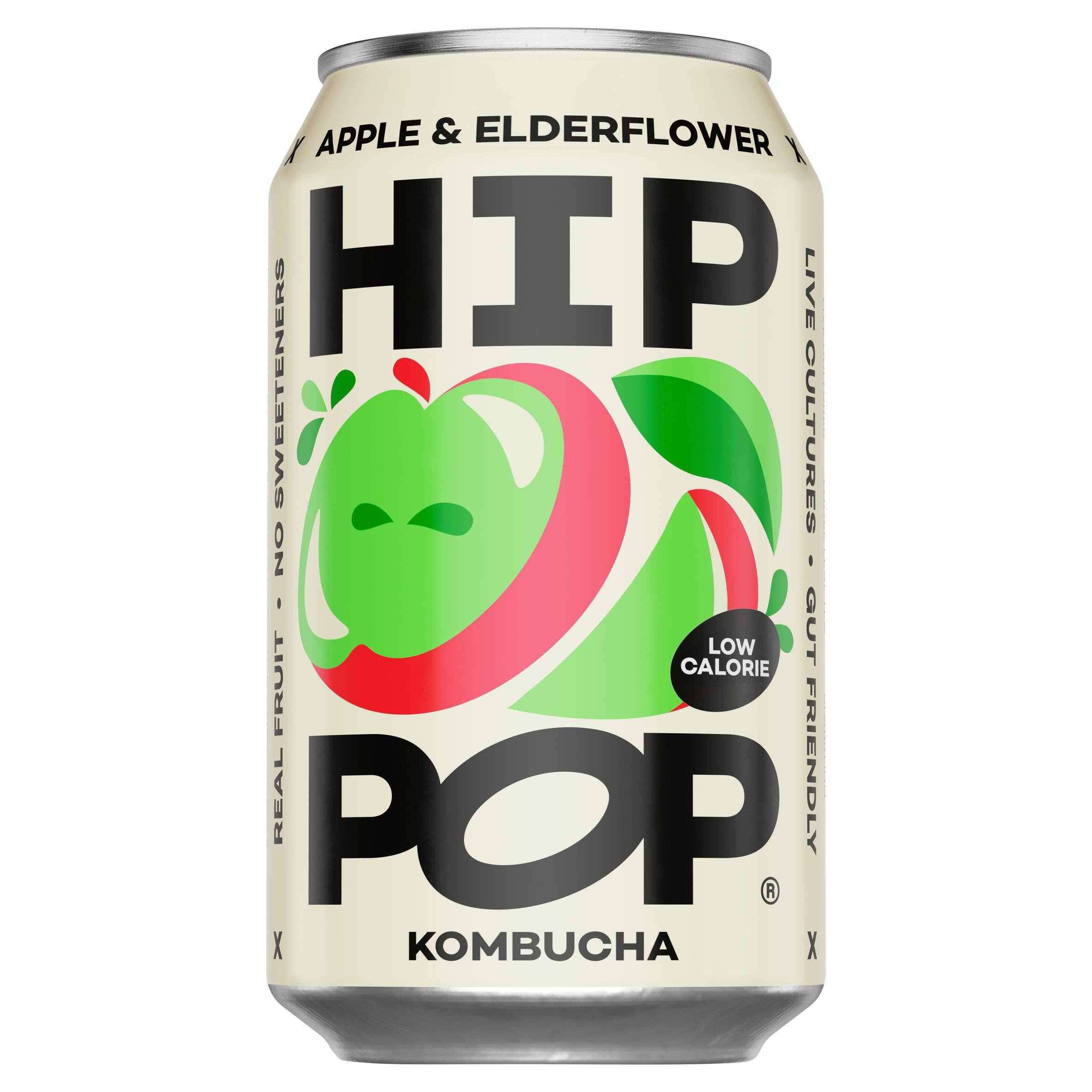 Hip Pop 330ml Apple & Elderflower Kombucha Can