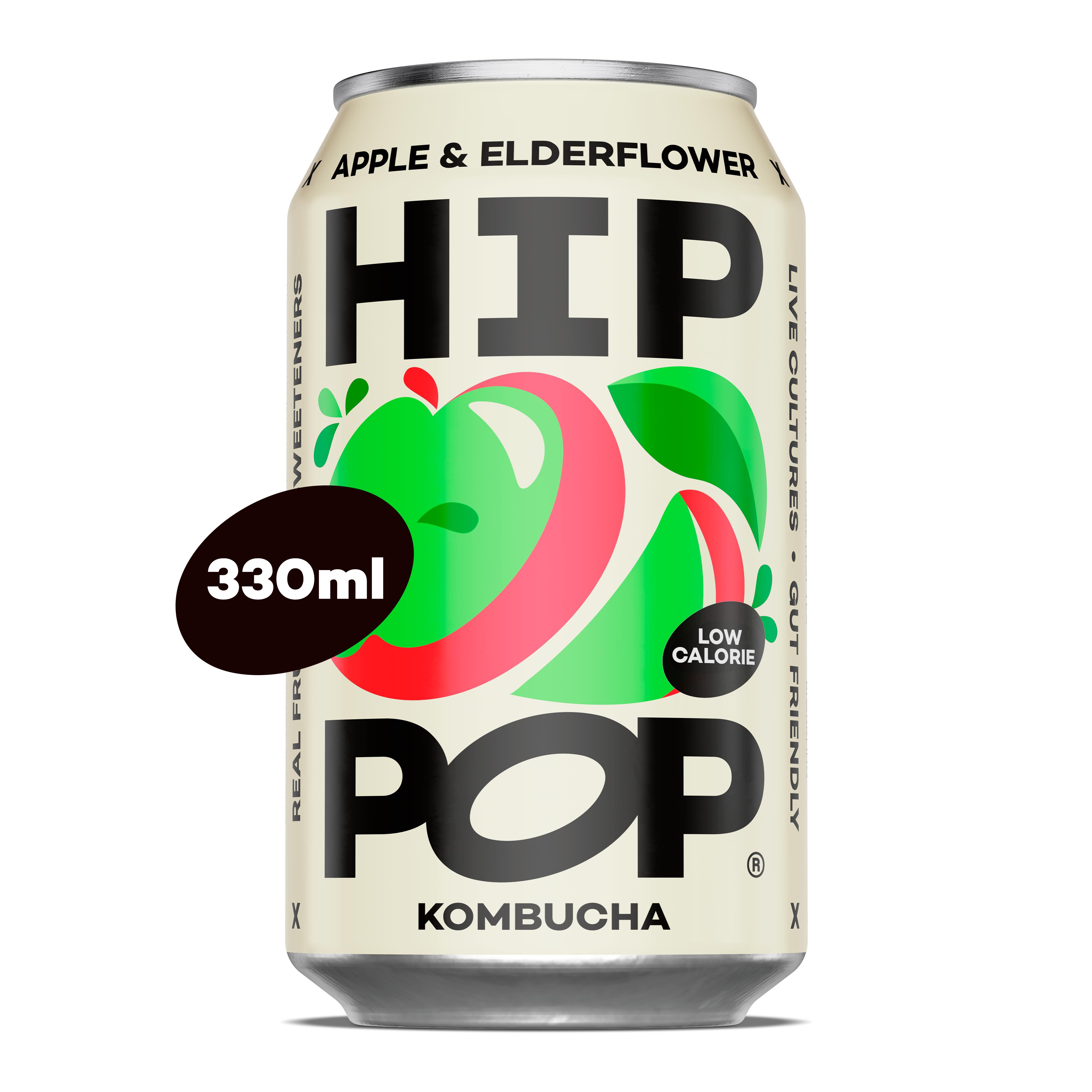 Hip Pop 330ml Apple & Elderflower Kombucha Can thumbnail 2