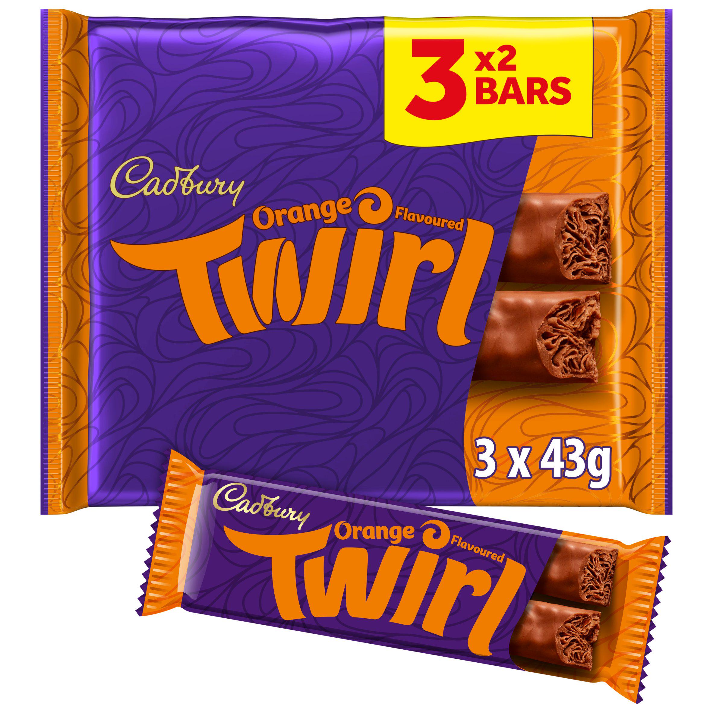 Cadbury Twirl Chocolate Orange Bar Multipack 3 x 43g