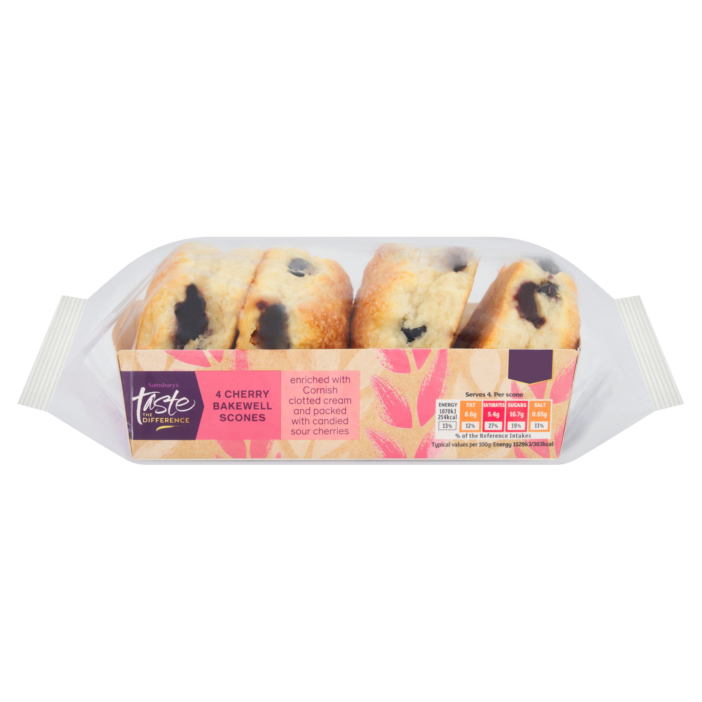 Sainsbury's 4 x Cherry Bakewell Scones, Taste the Difference