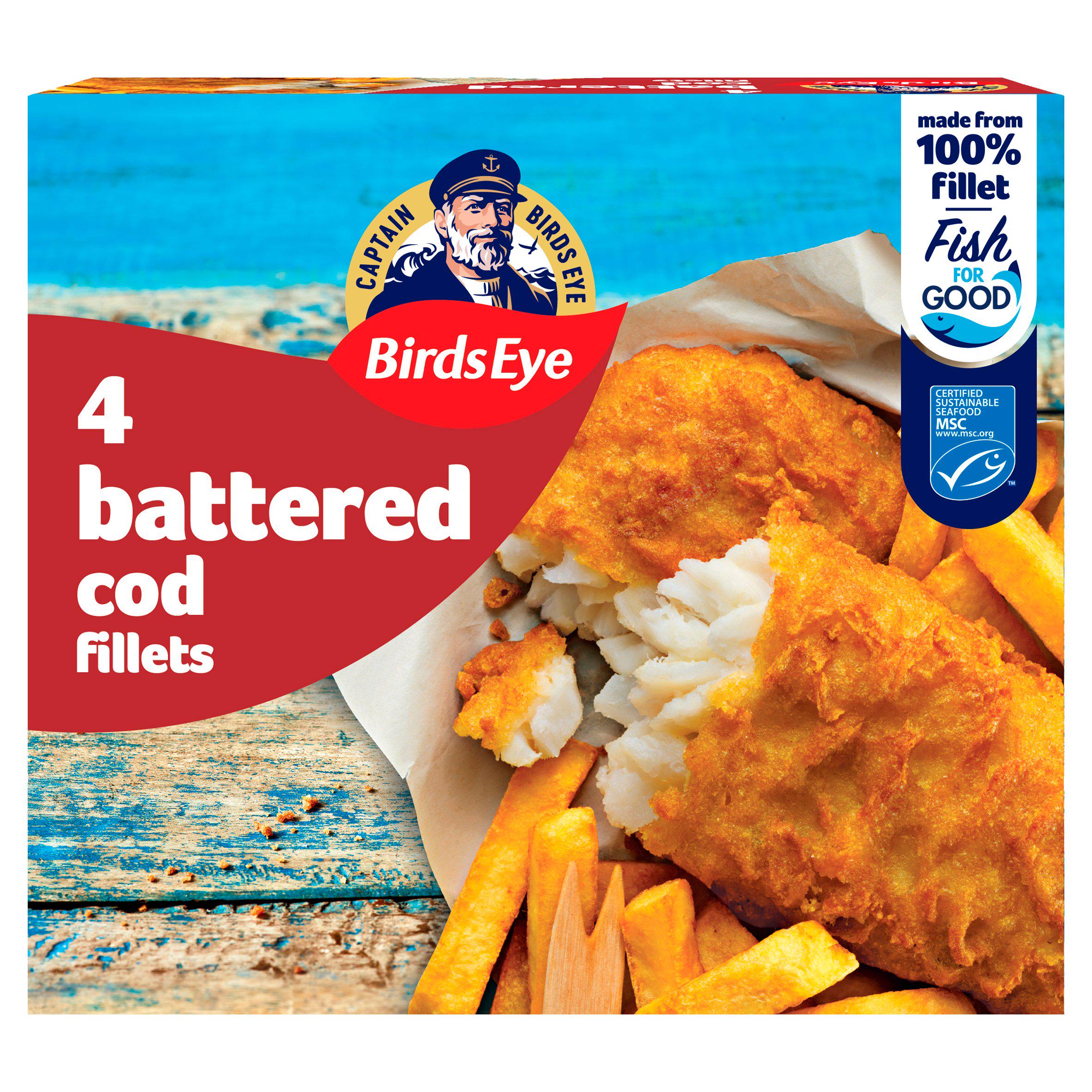 Birds Eye Battered Cod Fillets x4 400g