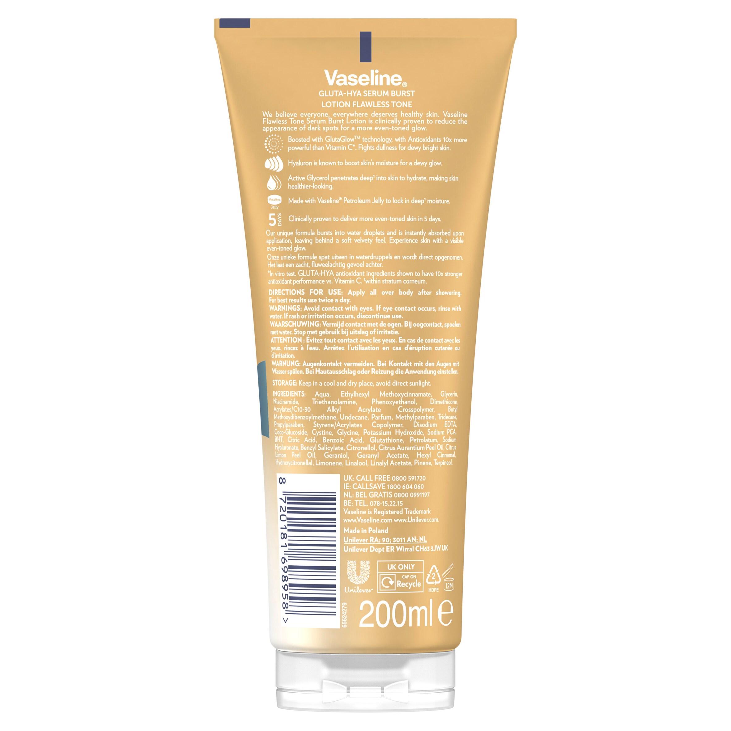 Vaseline Gluta Hya Flawless Tone Serum Burst Body Lotion Moisturiser 200ml thumbnail 3