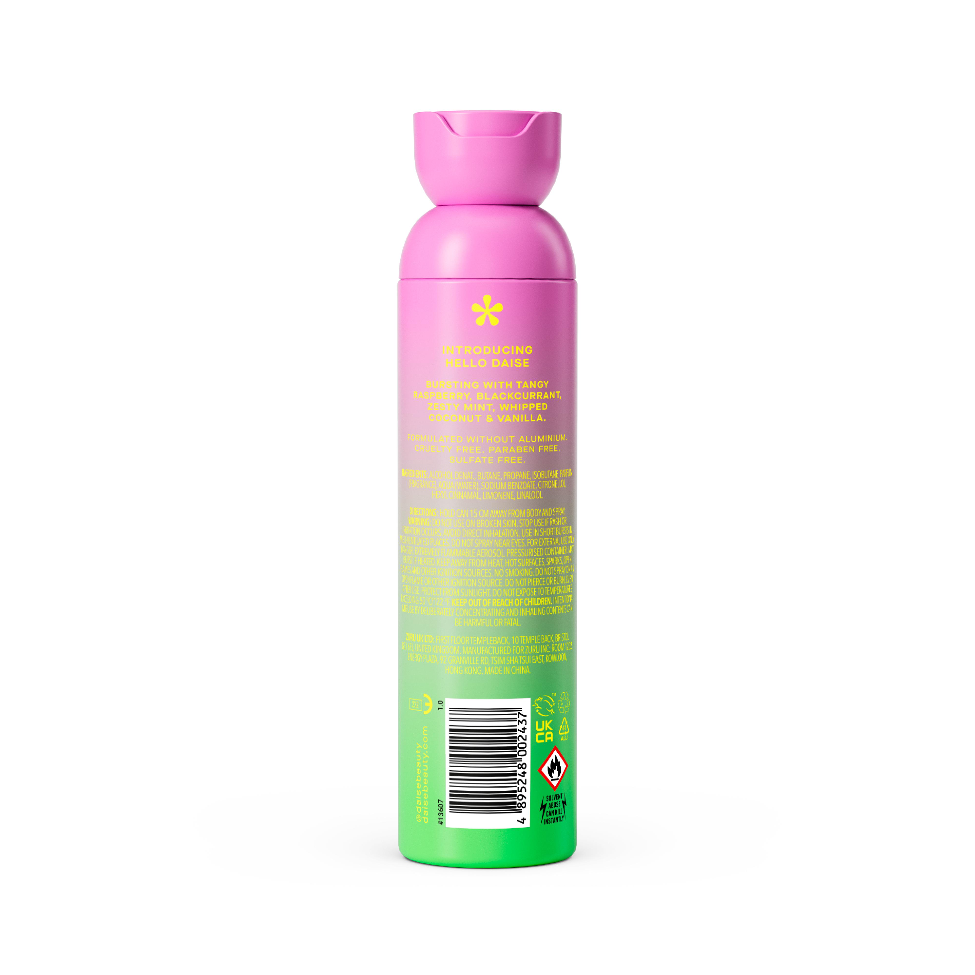 Daise All Body Spray & Deodorant in Raspberry & Mint 120ml thumbnail 2