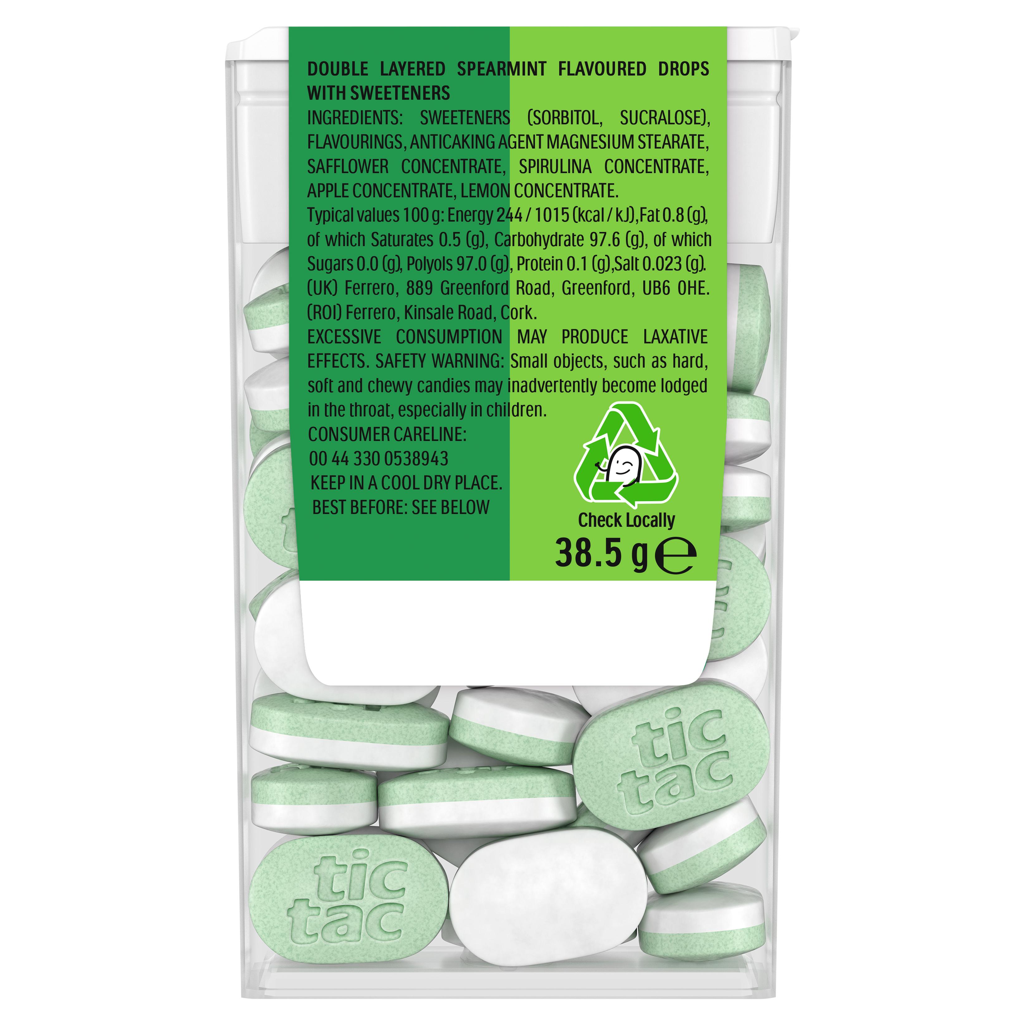 Tic Tac 38.5g Two Spearmint Flavour Mints Sugar Free Sweets thumbnail 2