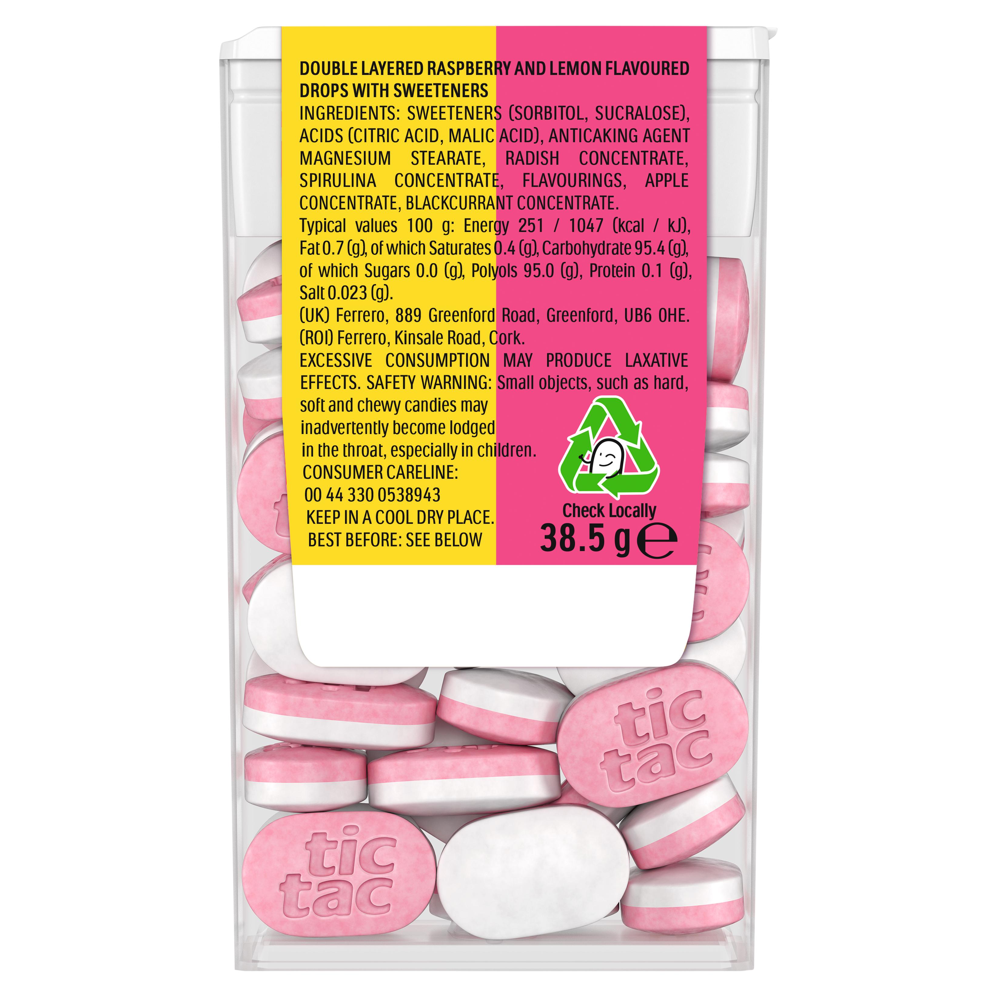Tic Tac 38.5g Two Lemon & Raspberry Flavour Sugar Free Sweets thumbnail 2