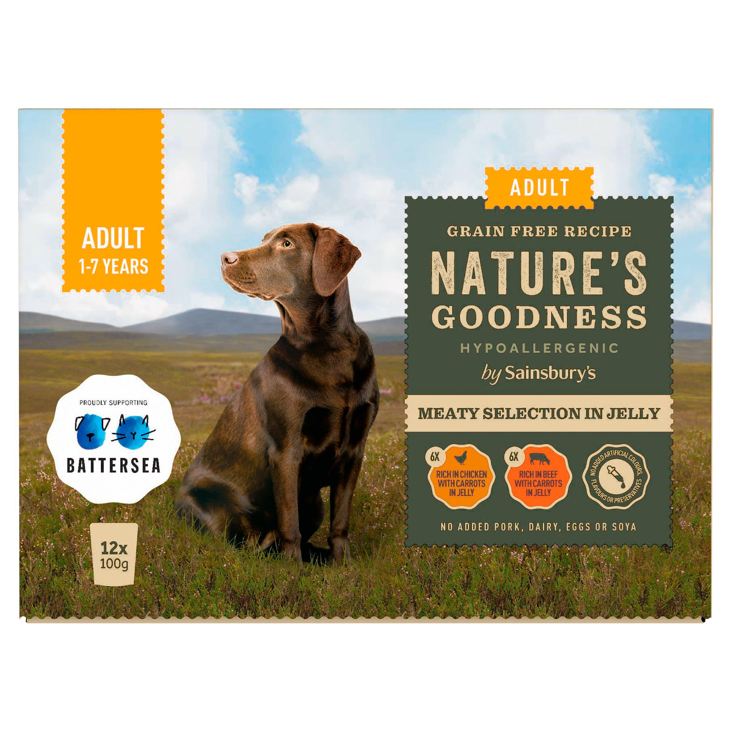 Sainsbury's Nature's Goodness Meaty Selection in Jelly Adult Dog Food 1-7 Years 12 x 100g
