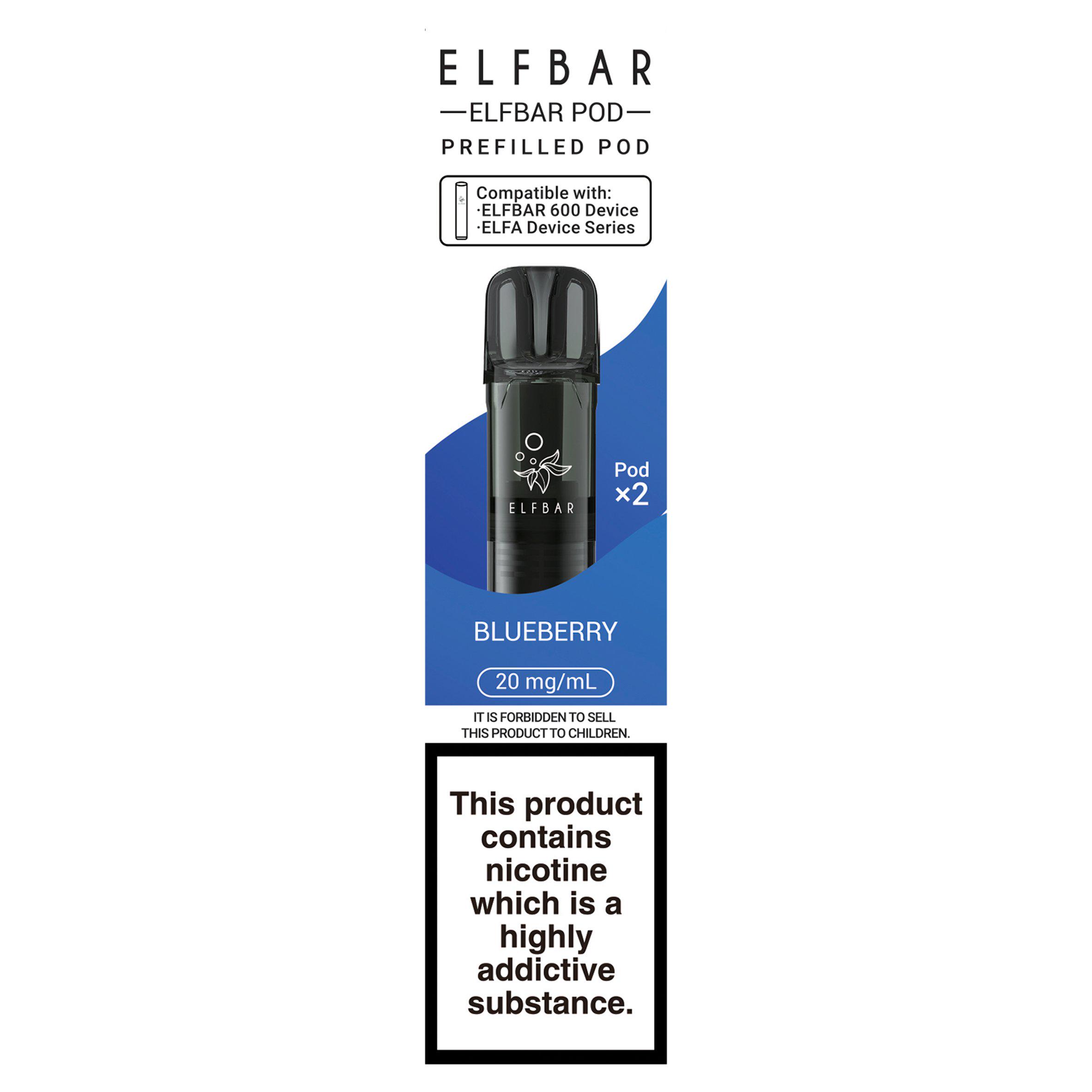 Elf Bar 600 Refillable Pod Blueberry 20mg/ml 2 x 2ml