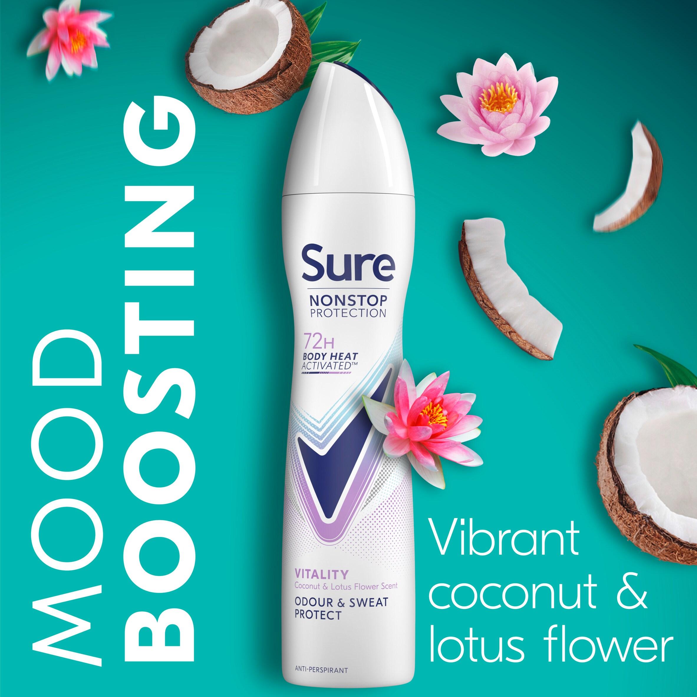 Sure Nonstop Protection Anti Perspirant Aerosol Vitality 250ml thumbnail 3
