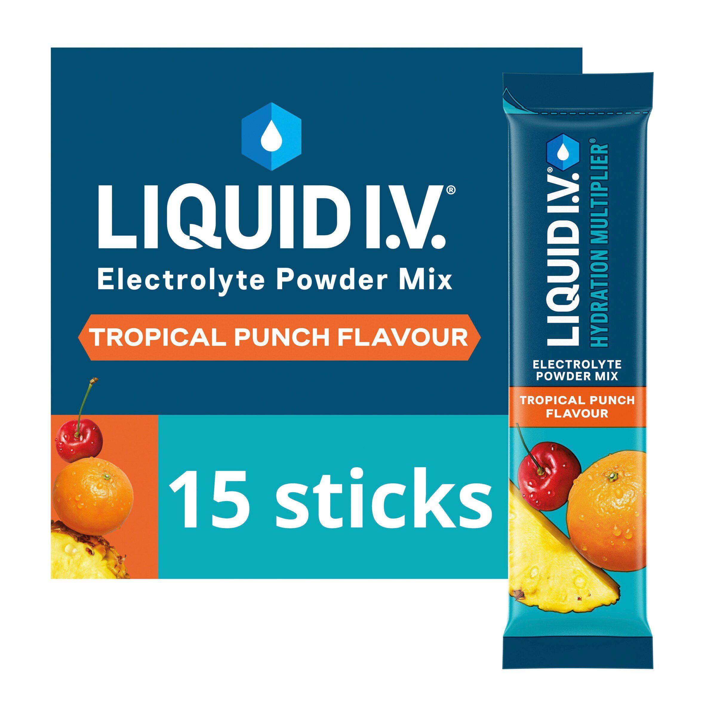 Liquid IV 15 x Hydration Multiplier Tropical Punch Electrolyte Powder Mix Food Supplement Sachets