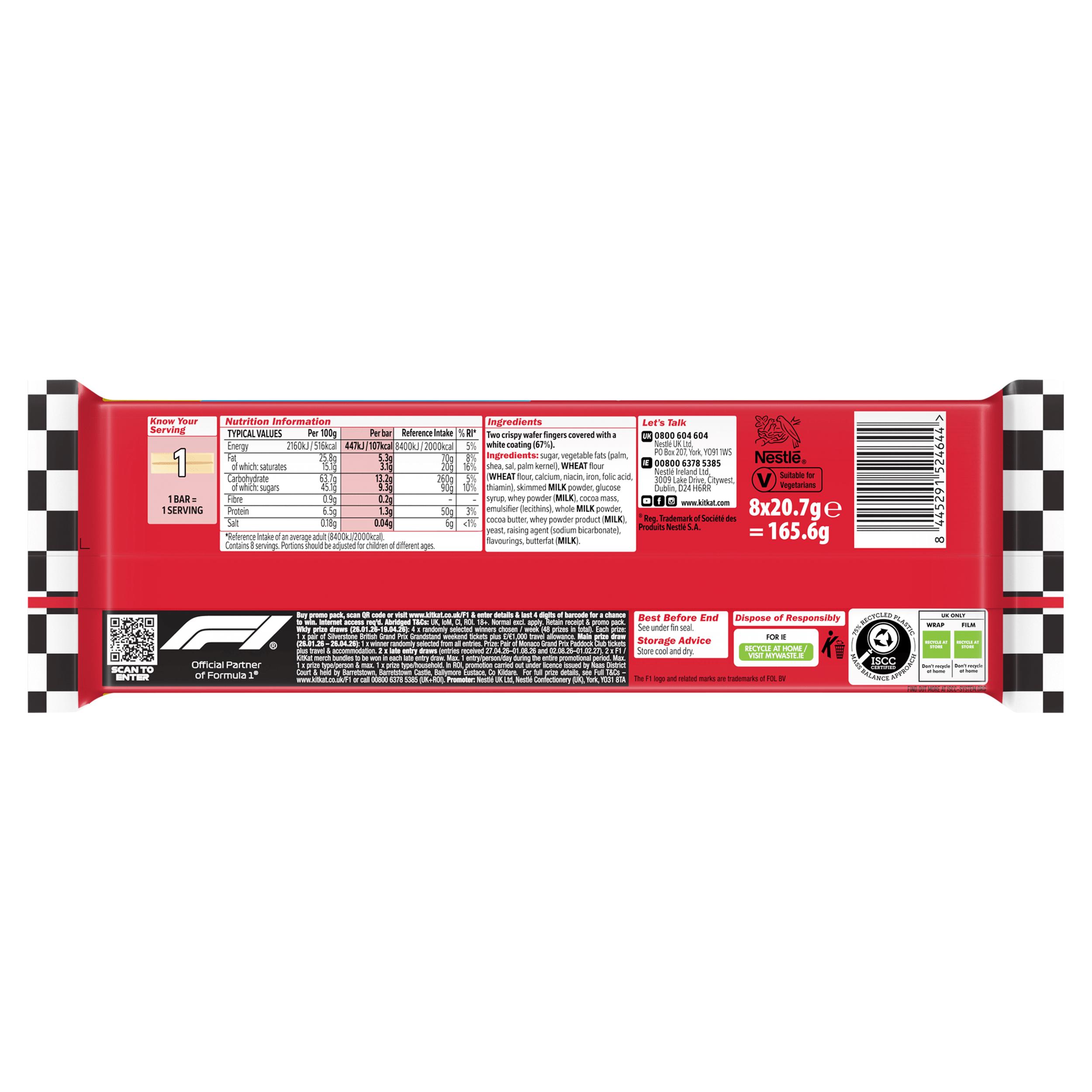 KitKat 2 Finger White Biscuit Bar Multipack 8 x 20.7g thumbnail 2