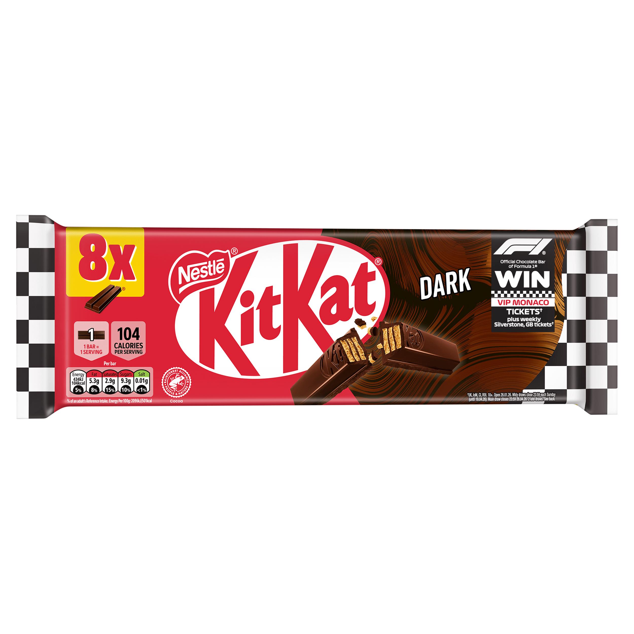 KitKat 2 Finger Dark Chocolate Biscuit Bar Multipack 8 x 20.7g thumbnail 2