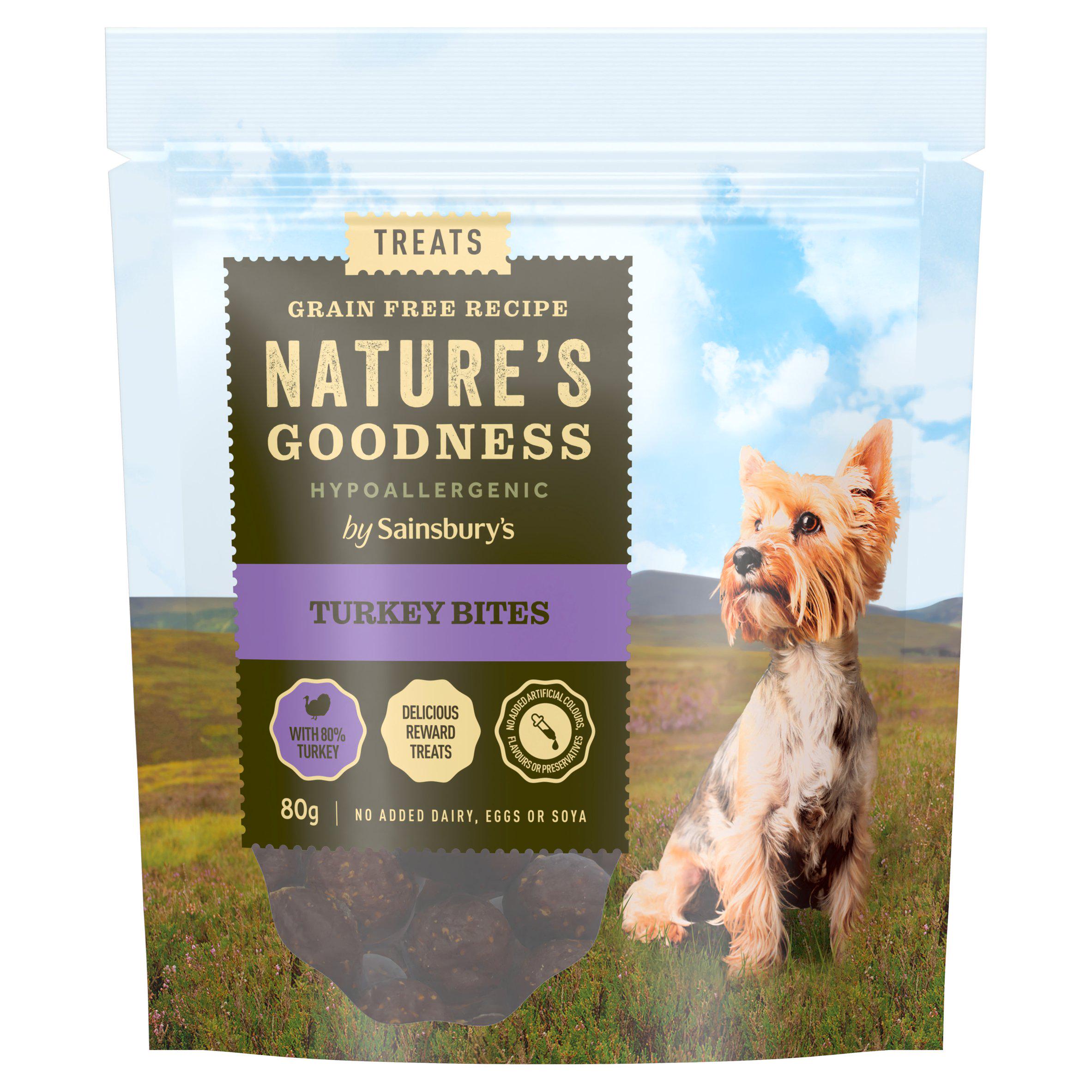 Sainsbury's 80g Nature's Goodness Hypoallergenic Turkey Bites Dog Treats