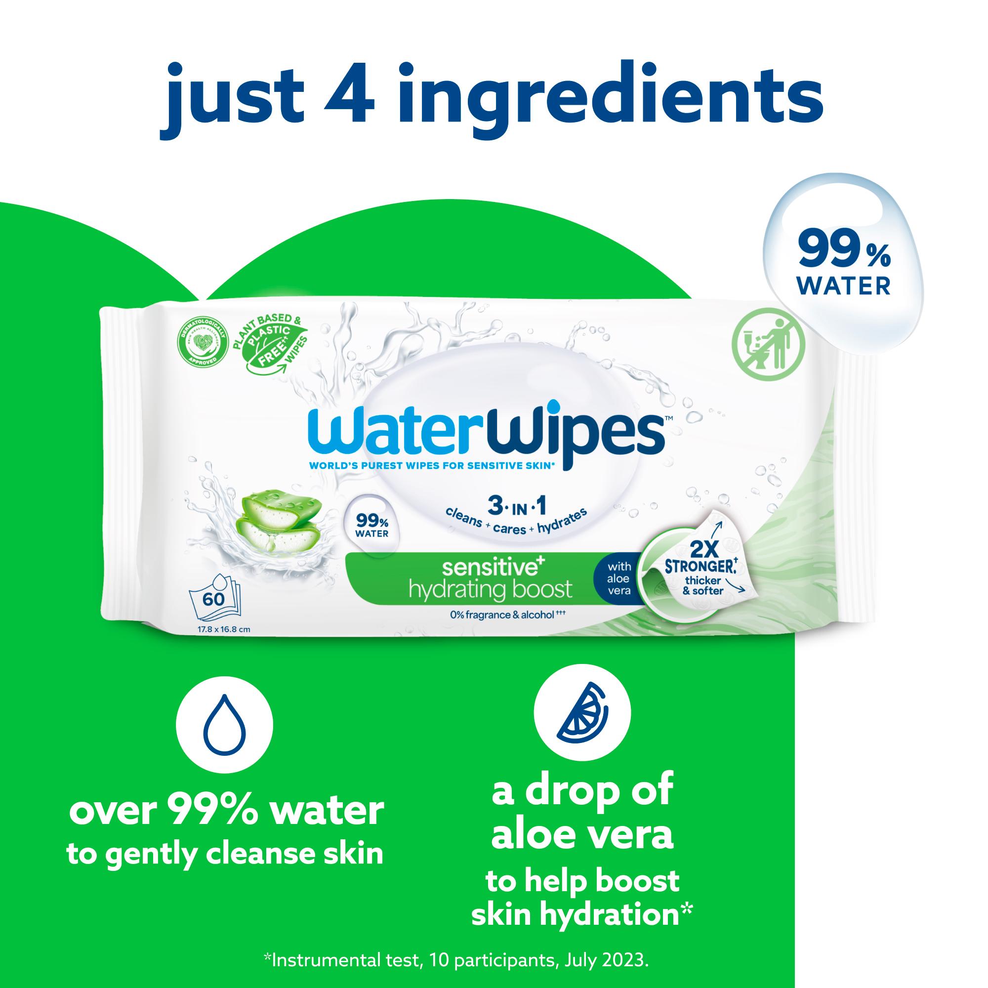 WaterWipes Hydrating Clean Baby Wipes x60 thumbnail 3